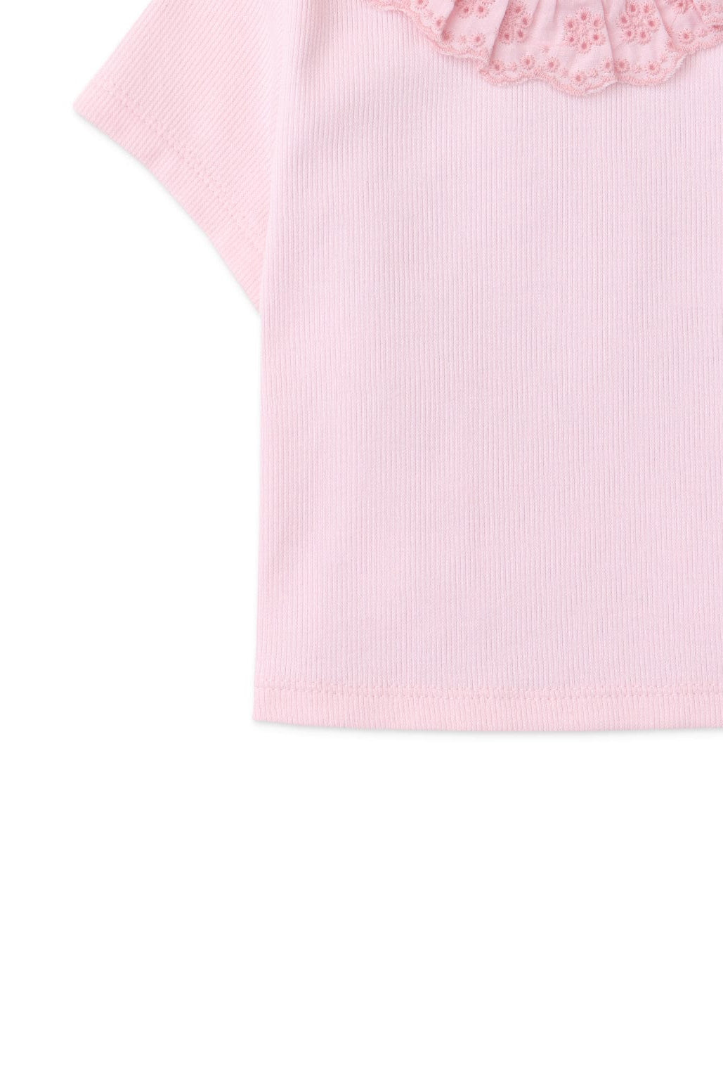 جينجرسنابس بلوزة بيبي بنات سادة مضلعة مكشكشة من الرقبة وردي