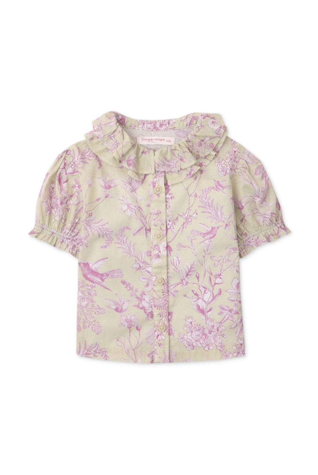 جينجرسنابس بلوزة منقوشة بف بأزرار أمامية بيبي بناتي متعدد الألوان
