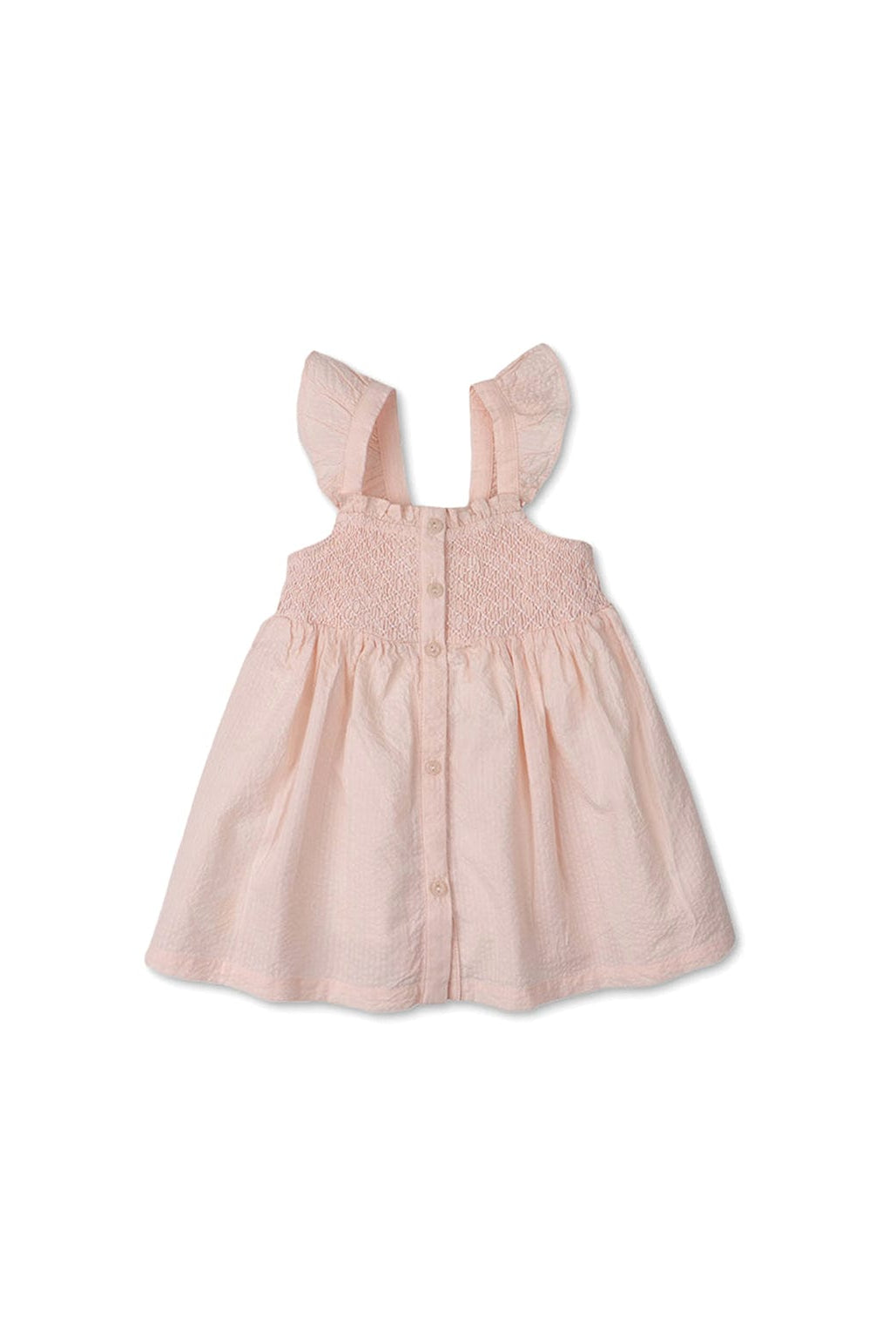 جينجرسنابس فستان بناتي رضع سادة مضلع من محيط الصدر وردي