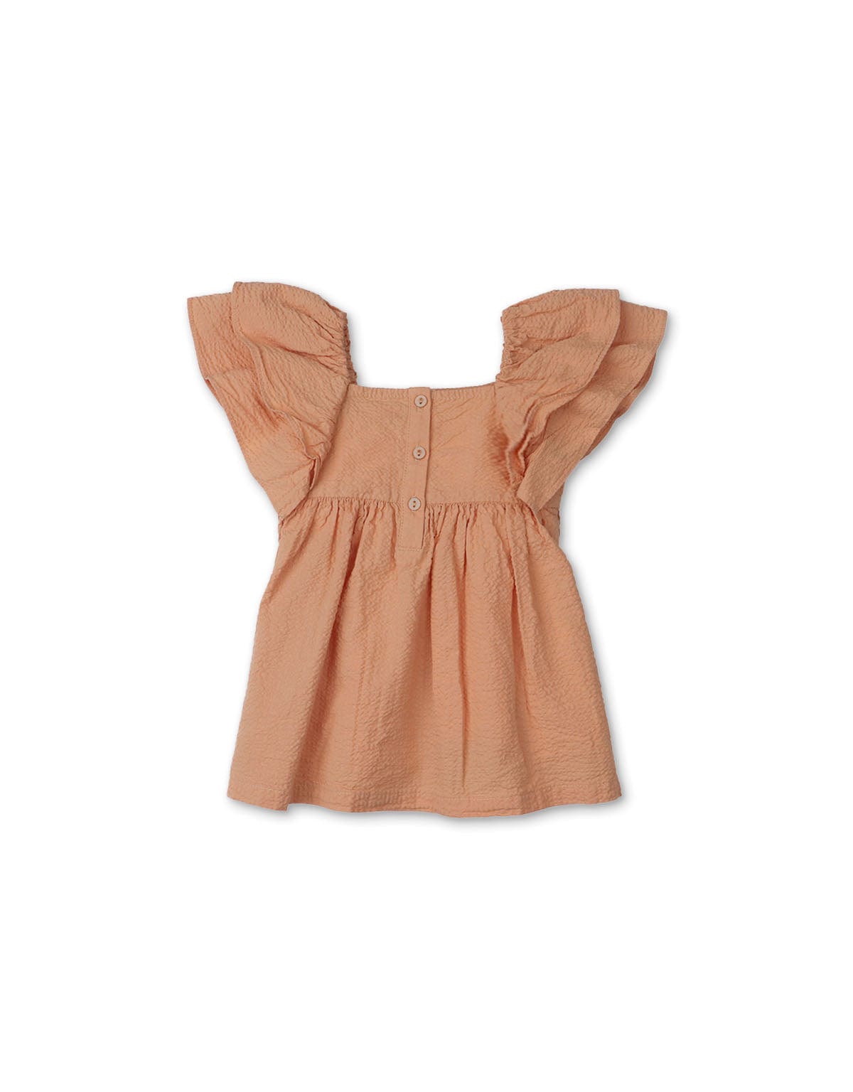 جينجرسنابس فستان بناتي رضع سادة مكشكش من محيط الصدر بني