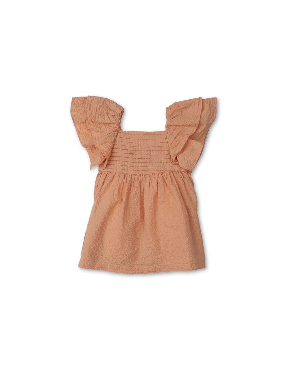 جينجرسنابس فستان بناتي رضع سادة مكشكش من محيط الصدر بني