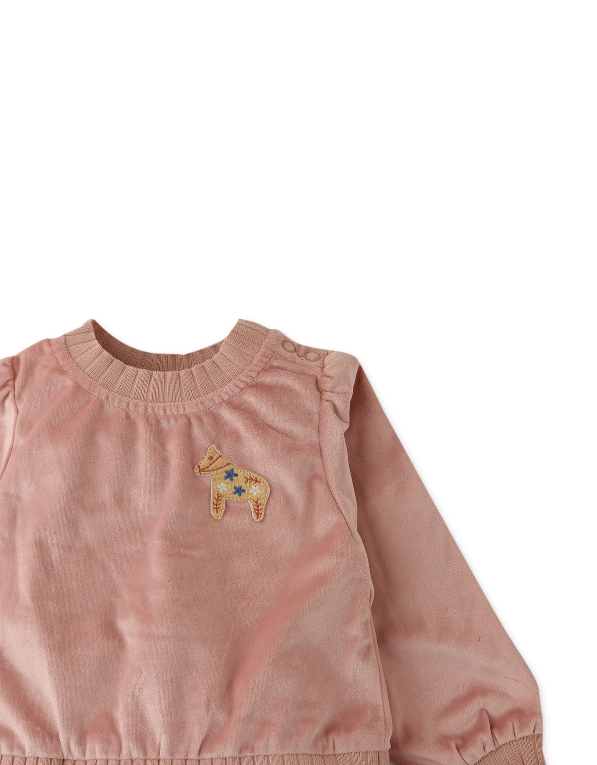 جينجرسنابس فستان بناتي رضع سادة مكشكش من الاسفل وردي