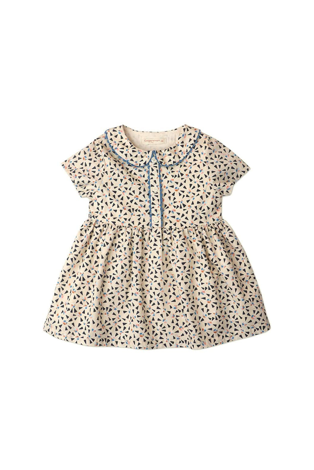 جينجرسنابس فستان منقوش بناتي رضع نص كم بف بأزرار أمامية متعدد الألوان