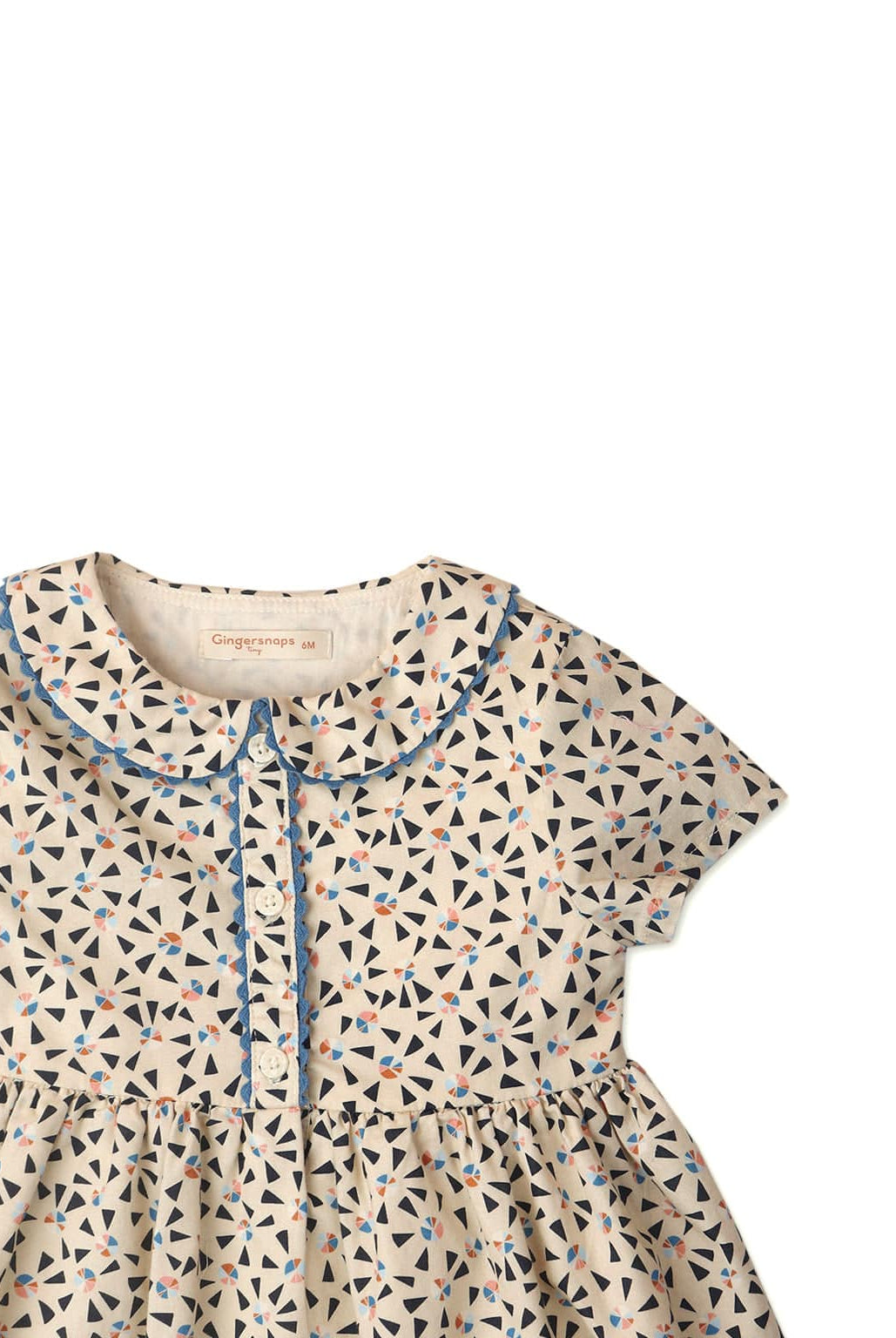 جينجرسنابس فستان منقوش بناتي رضع نص كم بف بأزرار أمامية متعدد الألوان