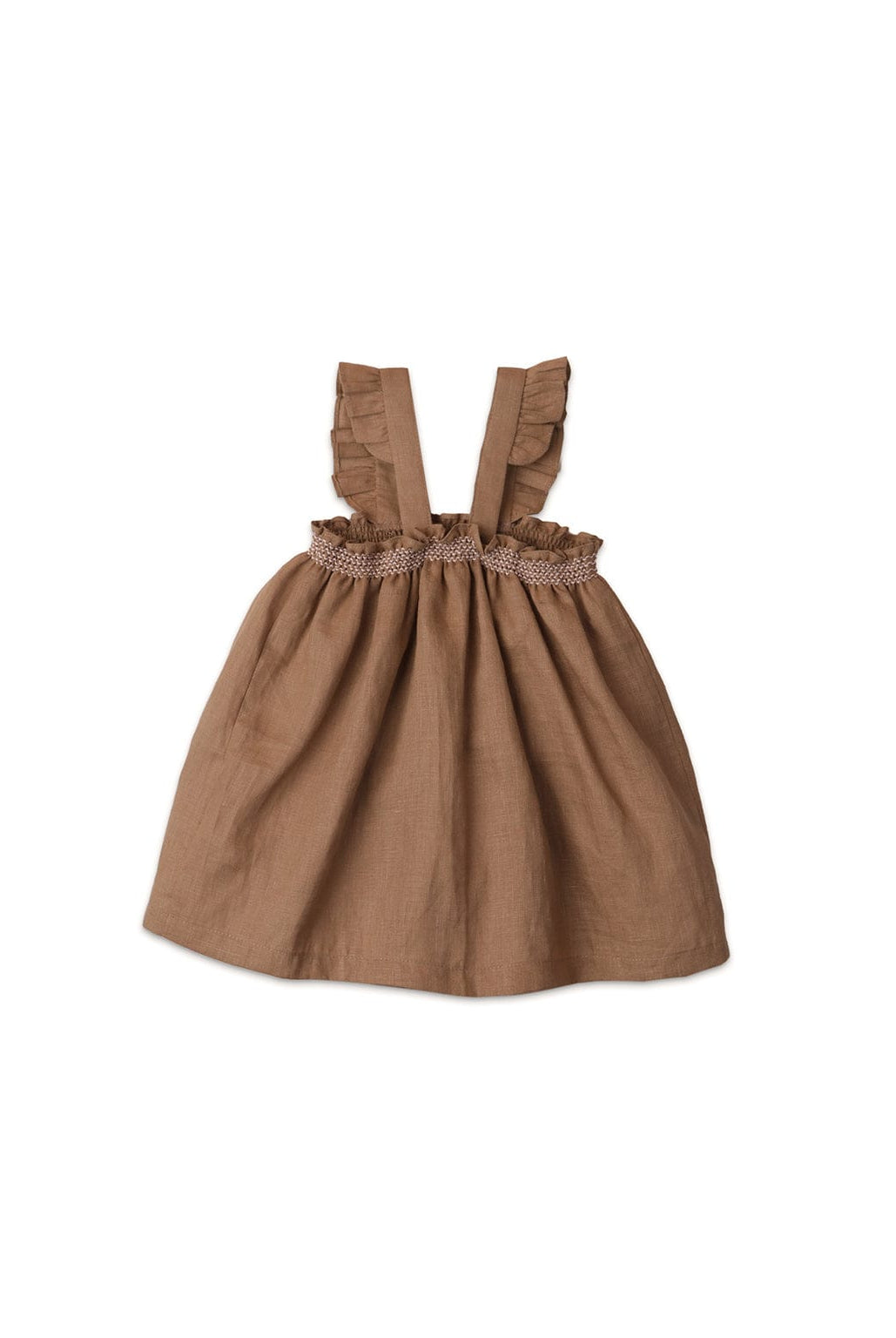 جينجرسنابس فستان بيبي بناتي حمالات بجيوب أمامية بني