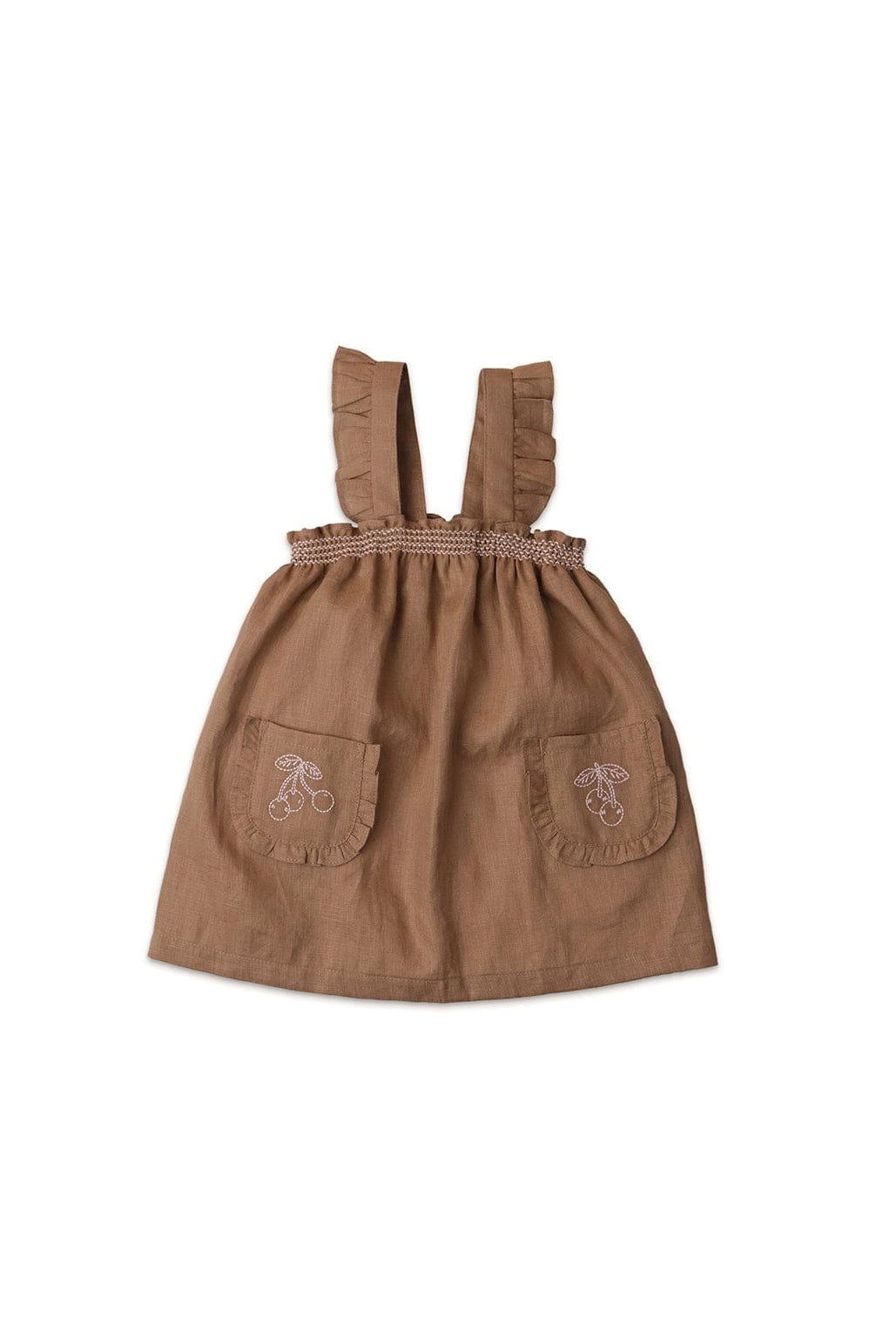 جينجرسنابس فستان بيبي بناتي حمالات بجيوب أمامية بني