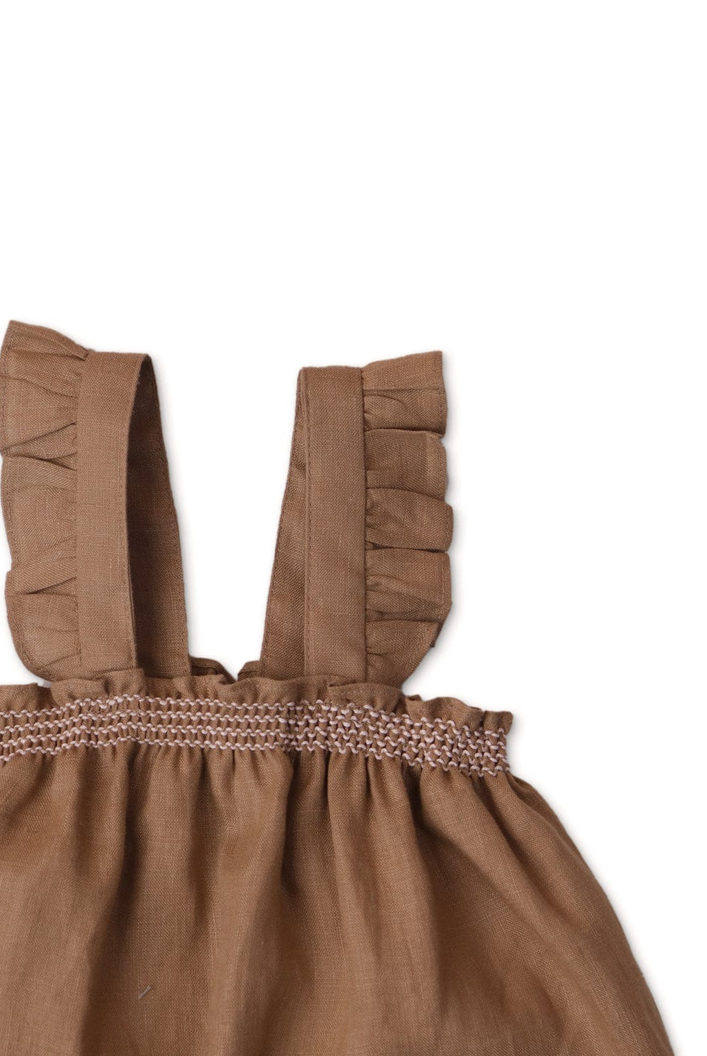 جينجرسنابس فستان بيبي بناتي حمالات بجيوب أمامية بني