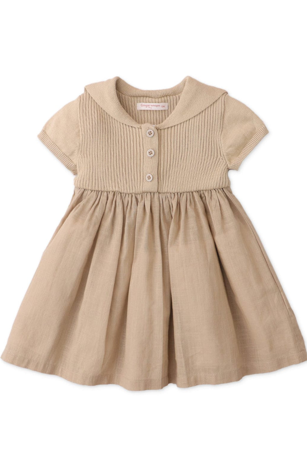 جينجرسنابس فستان بيبي بنات للأطفال منفوش نص كم بيج