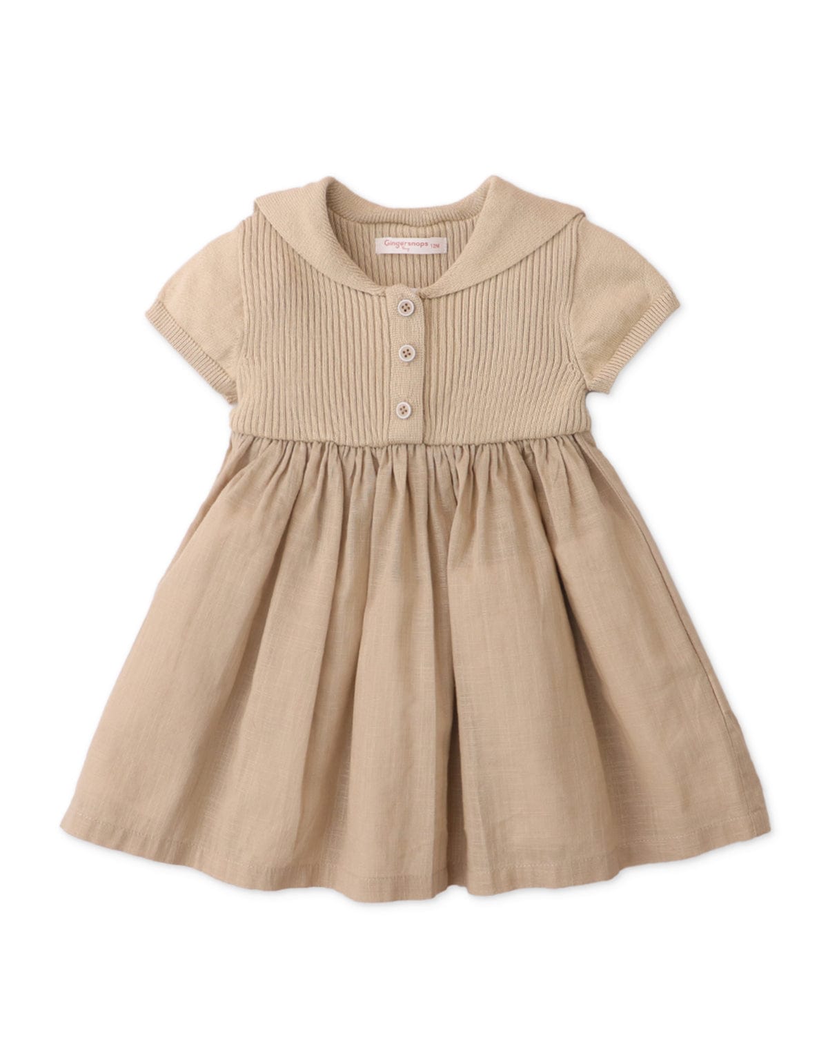 جينجرسنابس فستان بيبي بنات للأطفال منفوش نص كم بيج