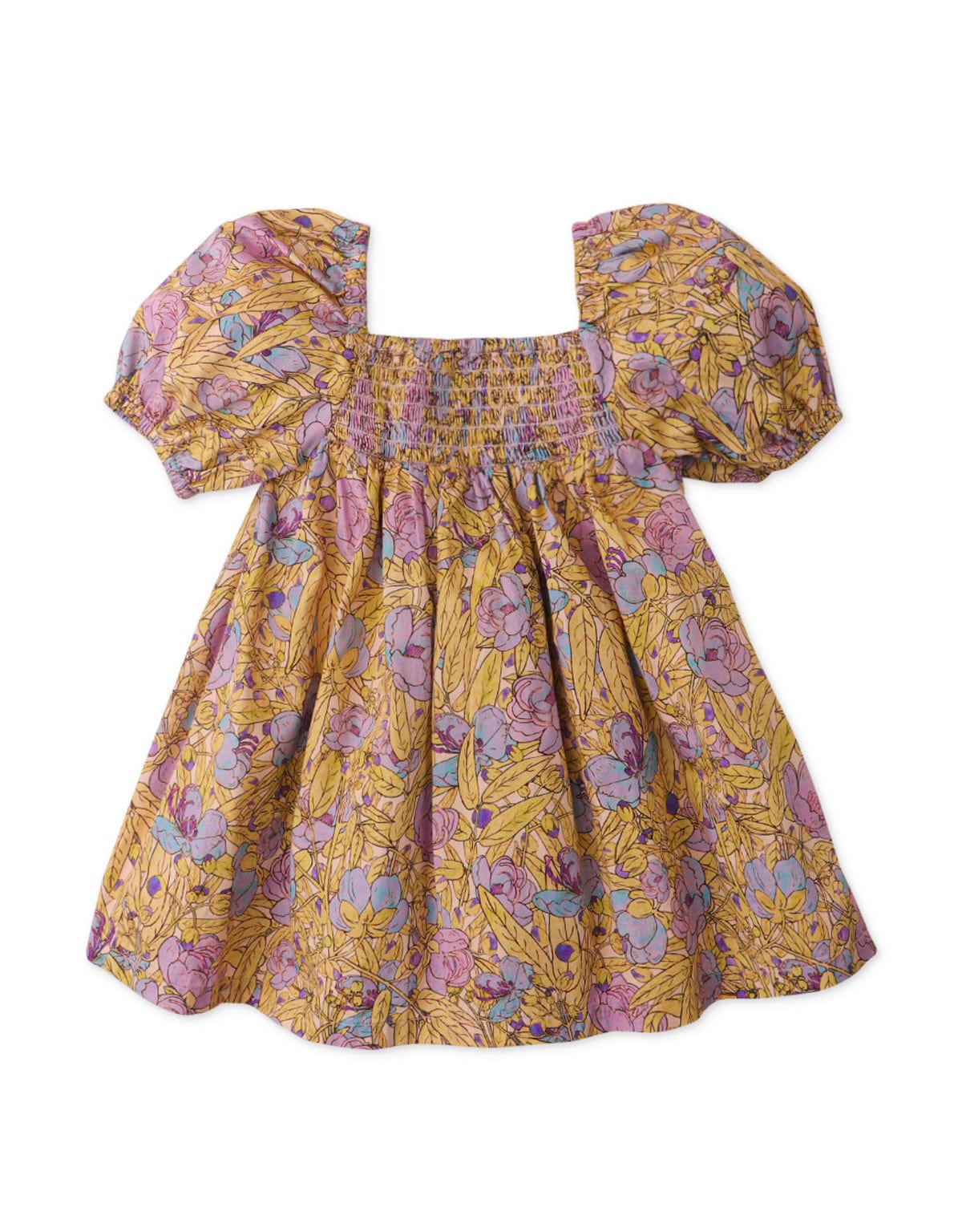 جينجرسنابس فستان بيبي بناتي منسوج منقوش نص كم بف متعدد الألوان