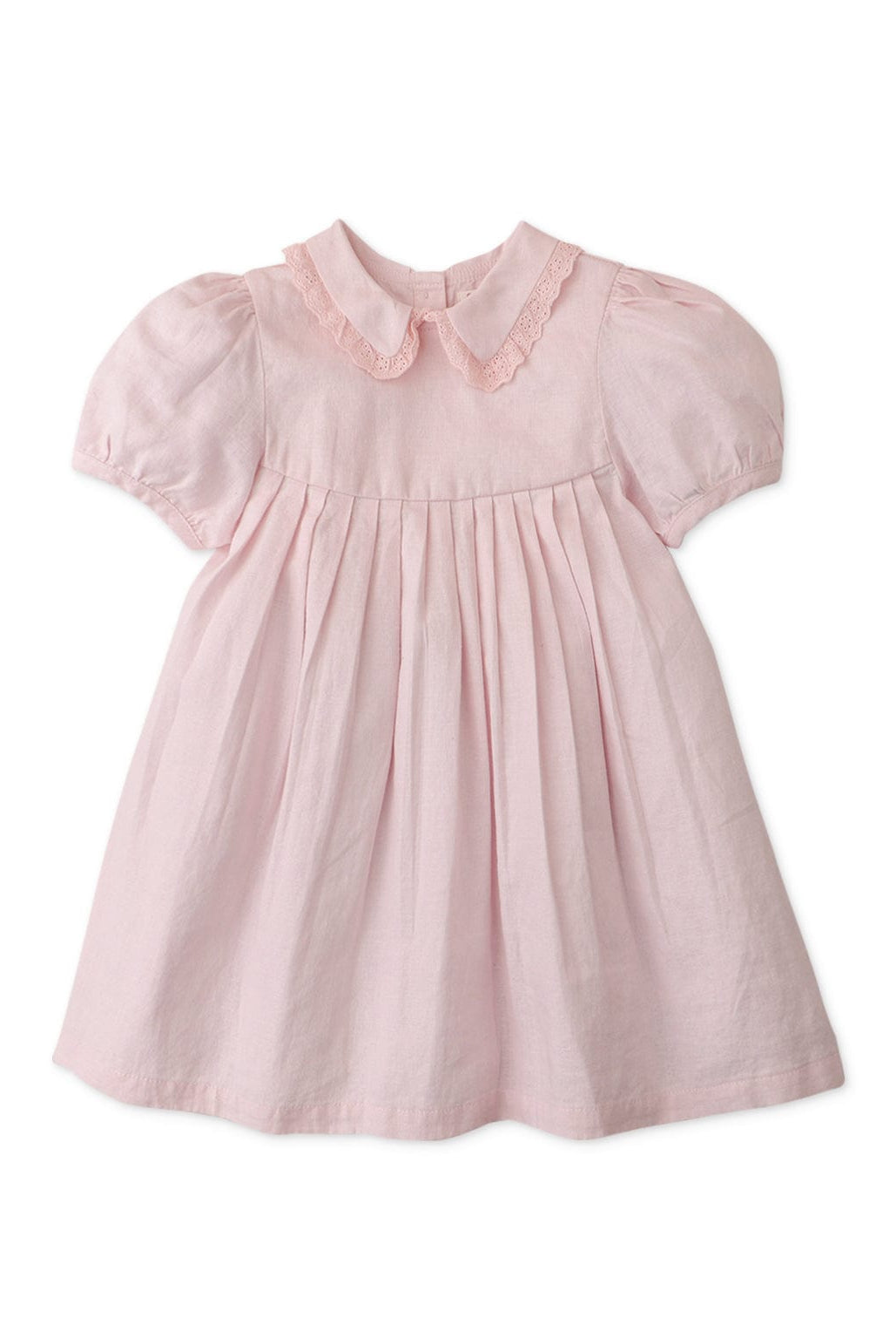 جينجرسنابس فستان بيبي بناتي منسوج بزرار أمامي نص كم بف وردي