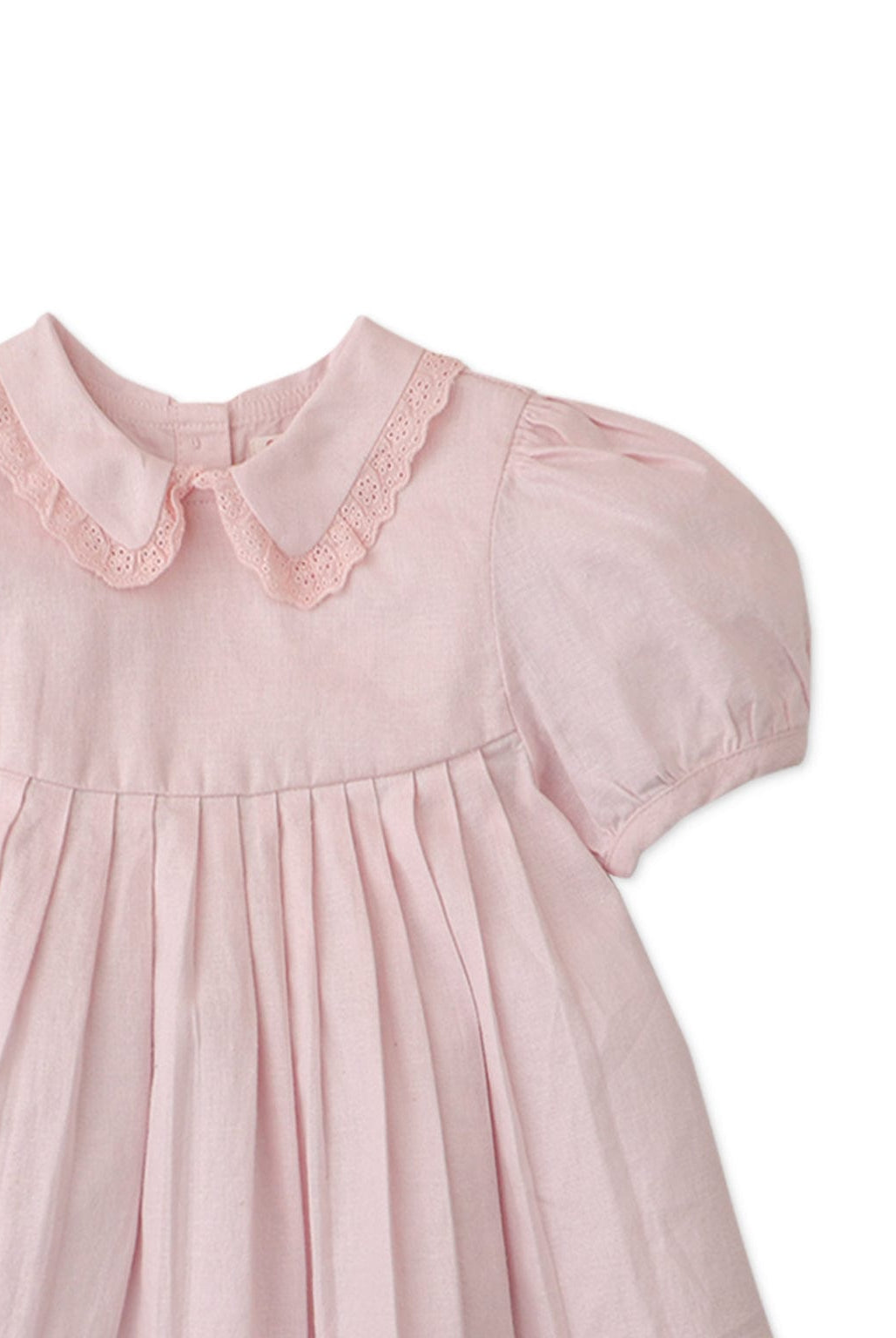 جينجرسنابس فستان بيبي بناتي منسوج بزرار أمامي نص كم بف وردي