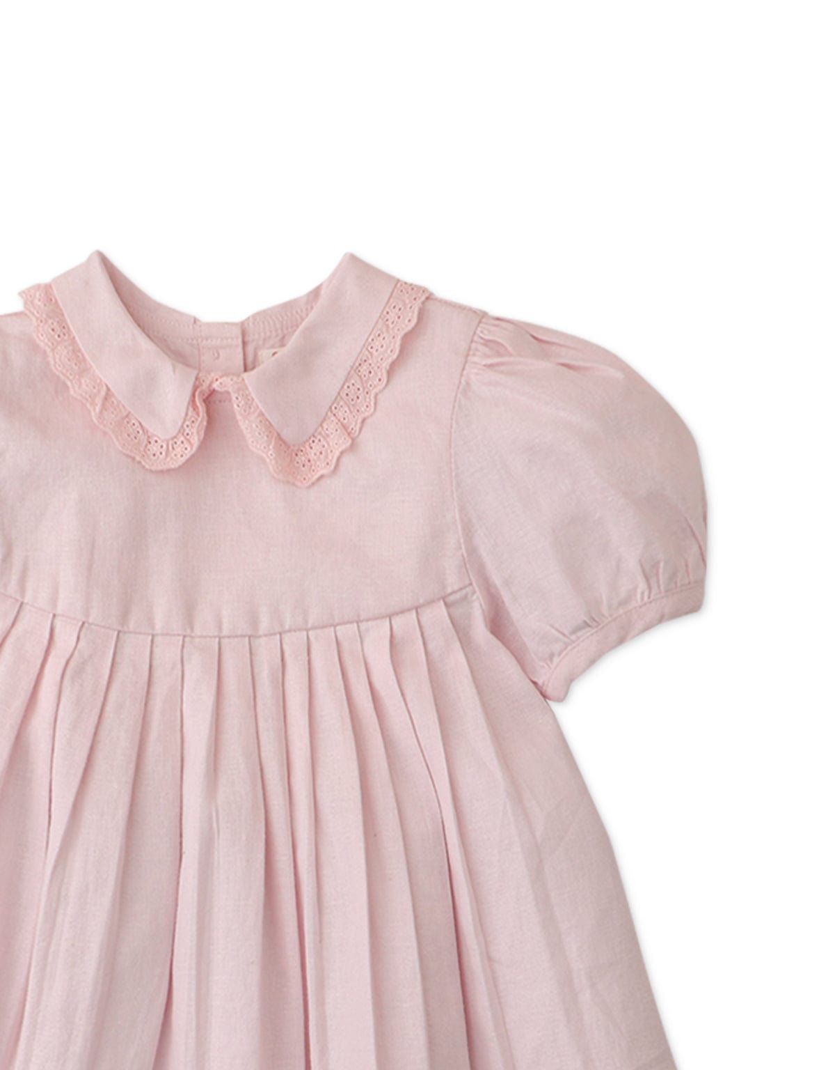 جينجرسنابس فستان بيبي بناتي منسوج بزرار أمامي نص كم بف وردي