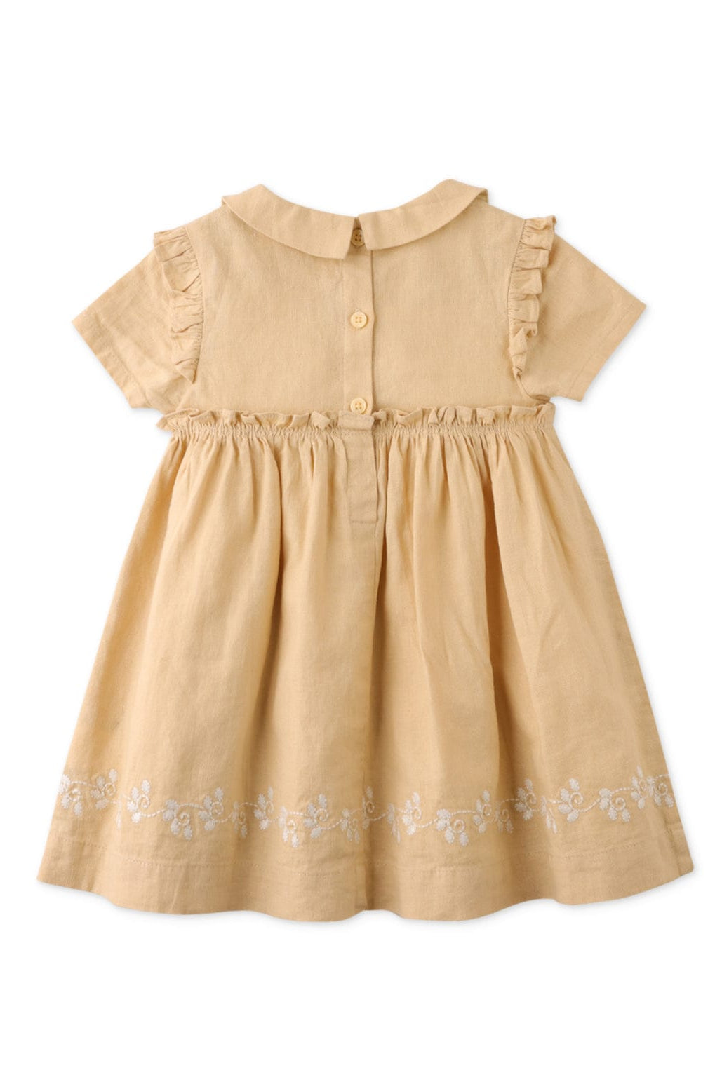 جينجرسنابس فستان بيبي بناتي مزين بتطريز أمامي كم قصير أصفر