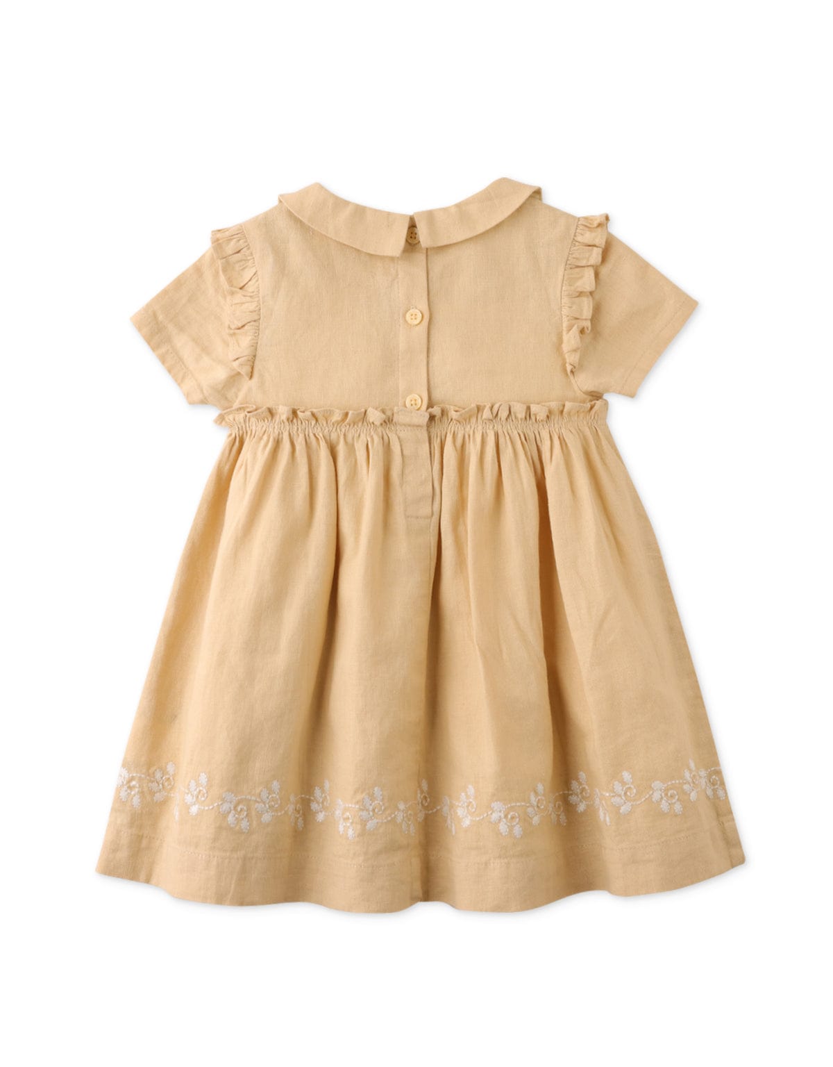 جينجرسنابس فستان بيبي بناتي مزين بتطريز أمامي كم قصير أصفر