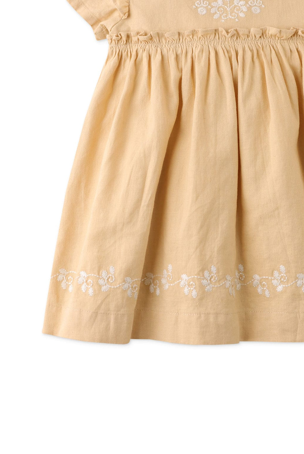 جينجرسنابس فستان بيبي بناتي مزين بتطريز أمامي كم قصير أصفر