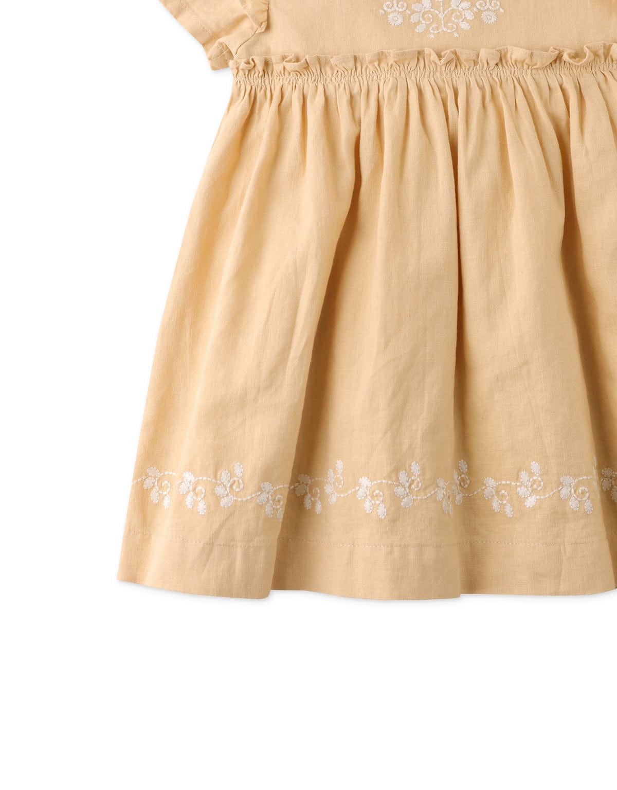 جينجرسنابس فستان بيبي بناتي مزين بتطريز أمامي كم قصير أصفر