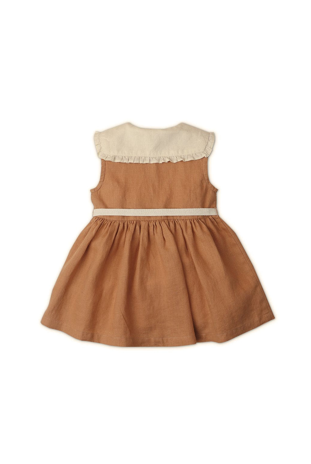 جينجرسنابس فستان بناتي رضع بحزام عالخصر بني