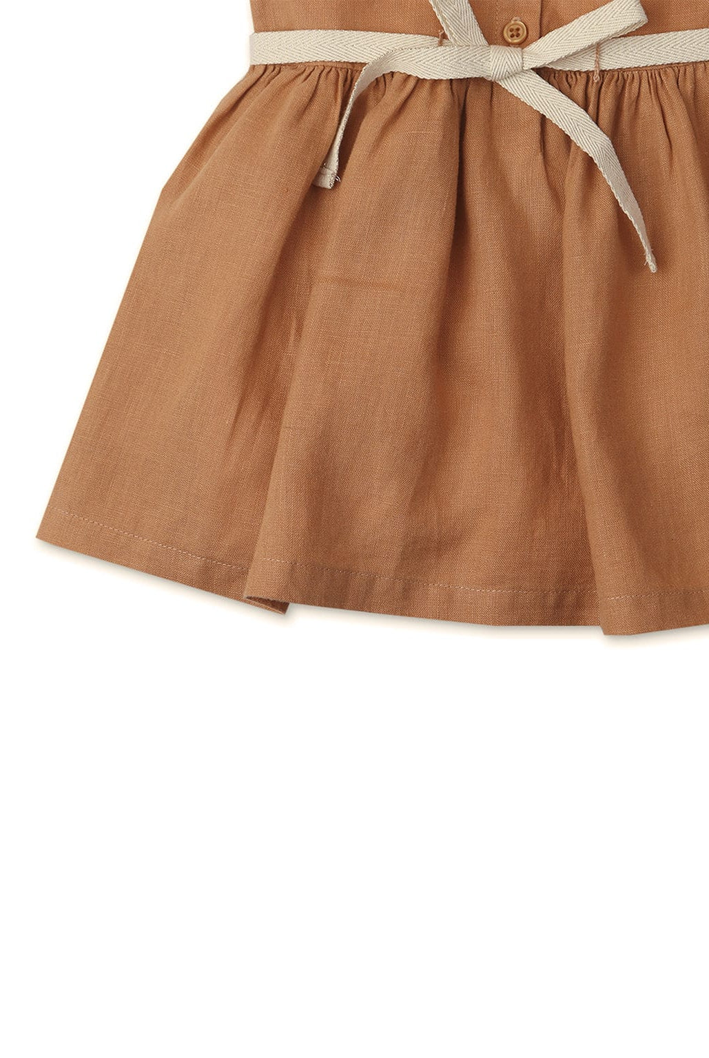 جينجرسنابس فستان بناتي رضع بحزام عالخصر بني