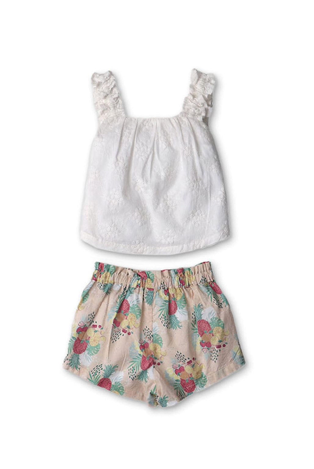 جينجرسنابس طقم شورت بناتي رضع منقوش برباط عالخصر متعدد الألوان