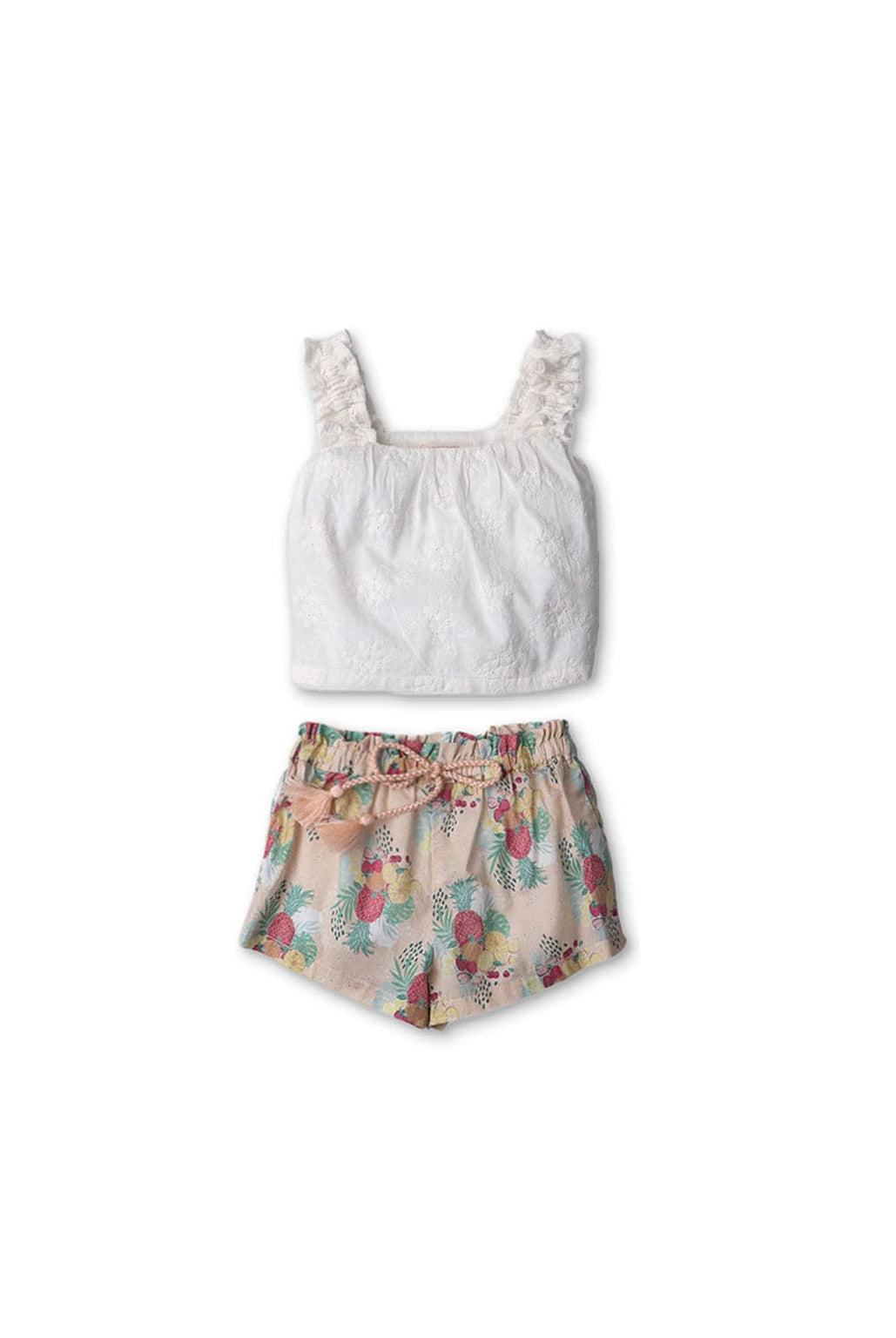 جينجرسنابس طقم شورت بناتي رضع منقوش برباط عالخصر متعدد الألوان