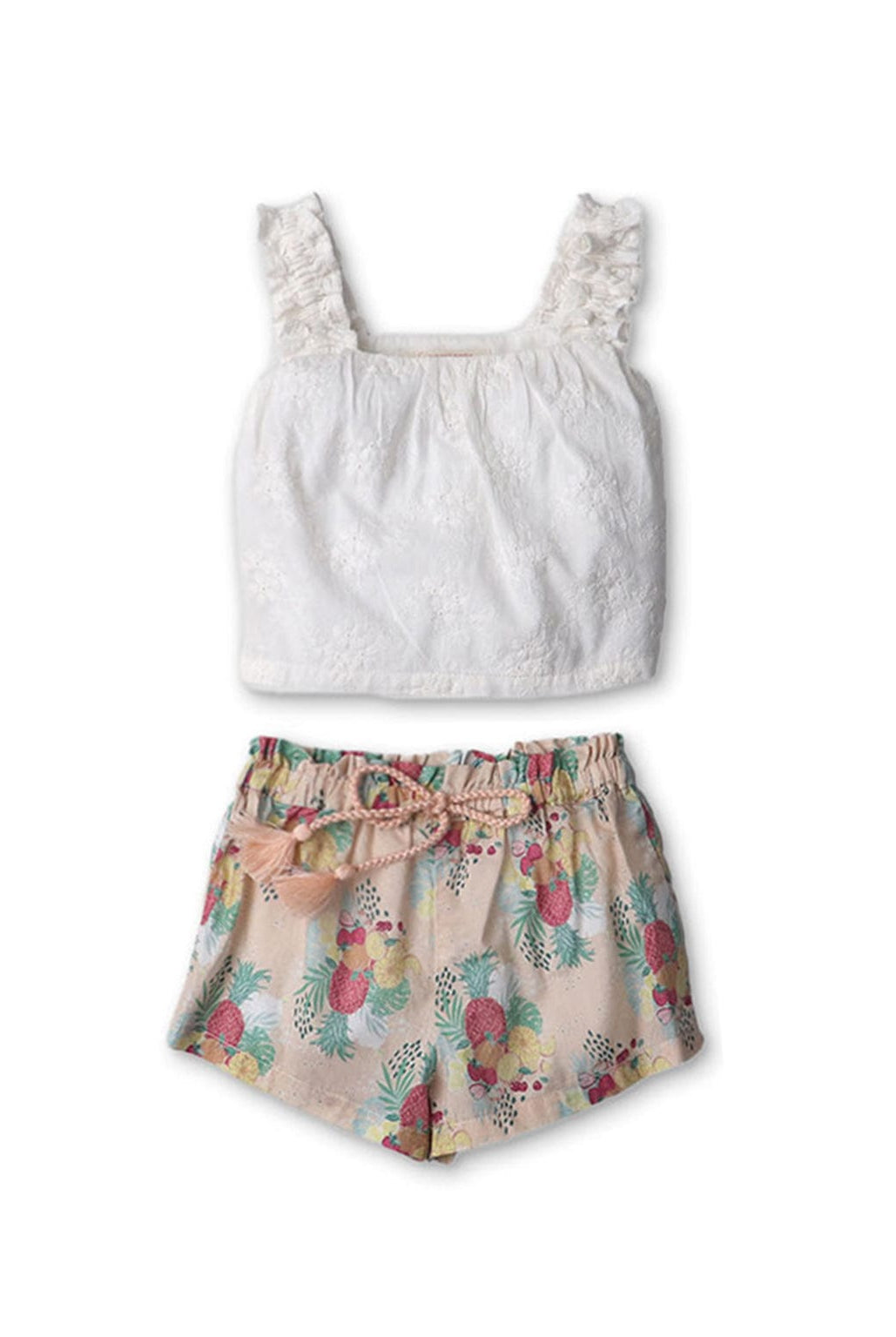 جينجرسنابس طقم شورت بناتي رضع منقوش برباط عالخصر متعدد الألوان