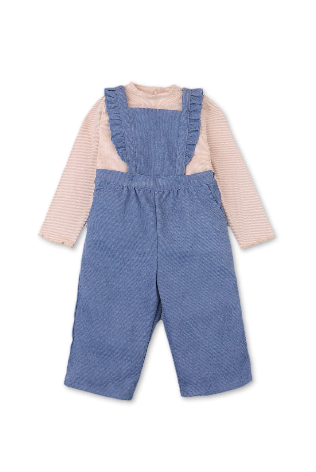 جينجرسنابس طقم بناتي رضع سادة بكرانيش عالحمالات أزرق