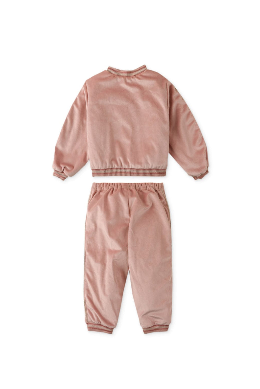 جينجرسنابس طقم بناتي رضع سادة بنطلون وتيشيرت كم طويل وردي