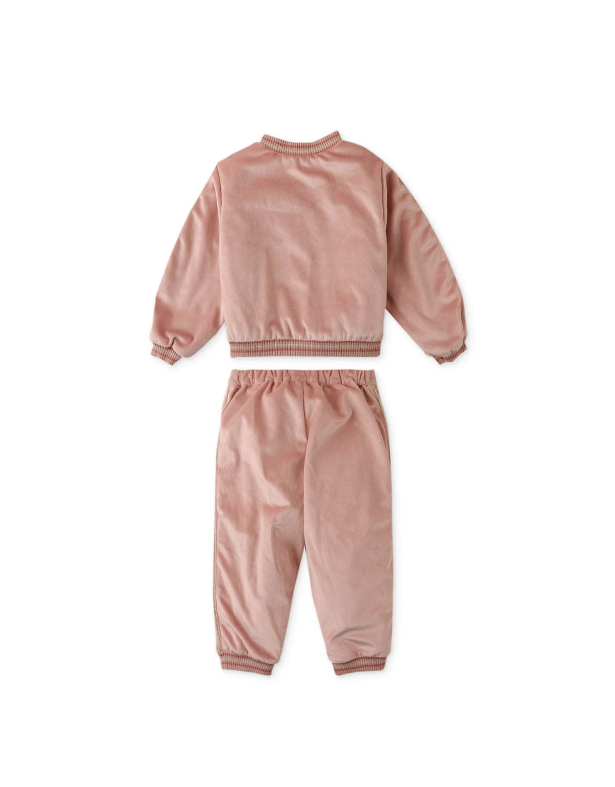 جينجرسنابس طقم بناتي رضع سادة بنطلون وتيشيرت كم طويل وردي