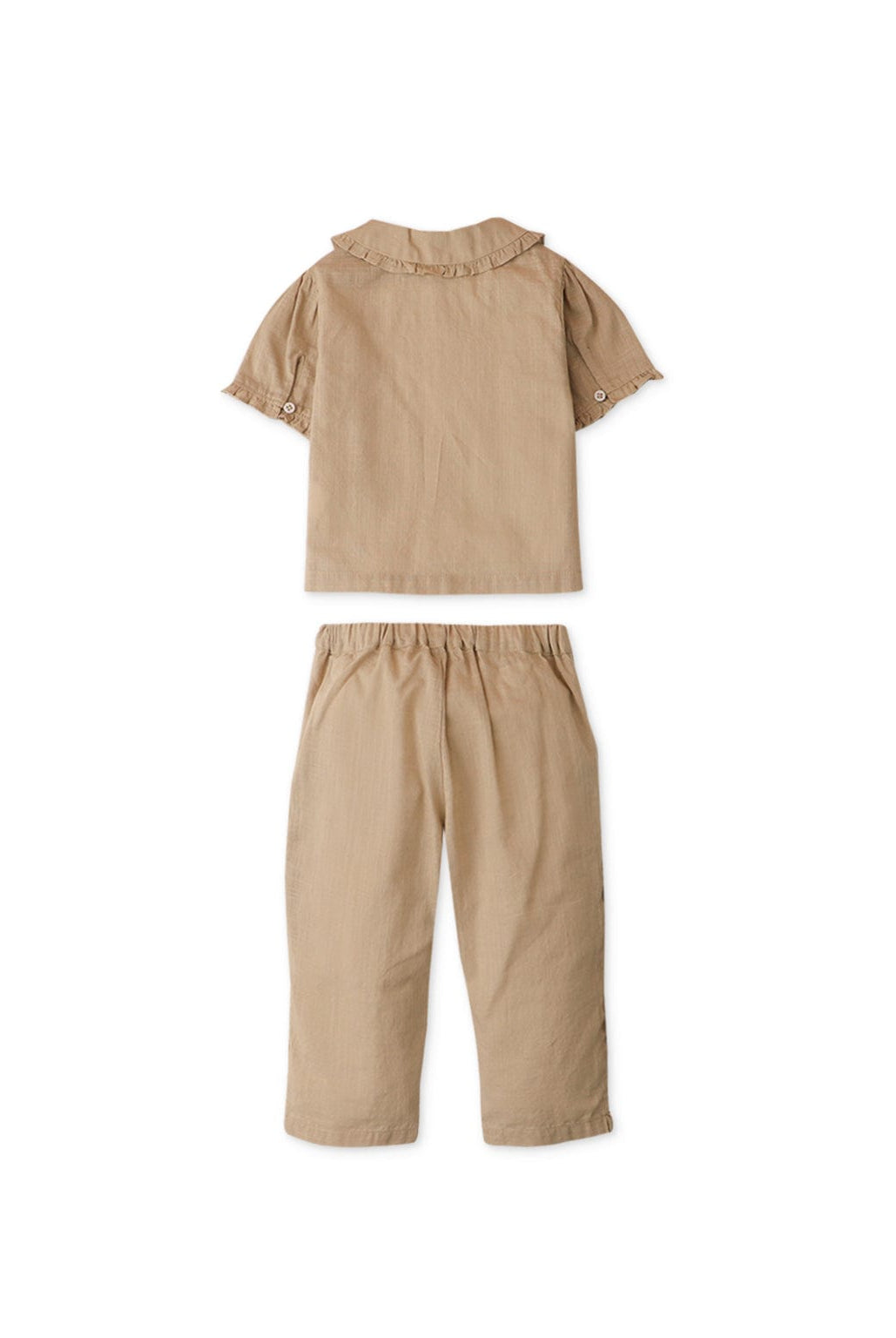 جينجرسنابس طقم بنطلون وبلوزة نص كم بيبي بناتي بيج