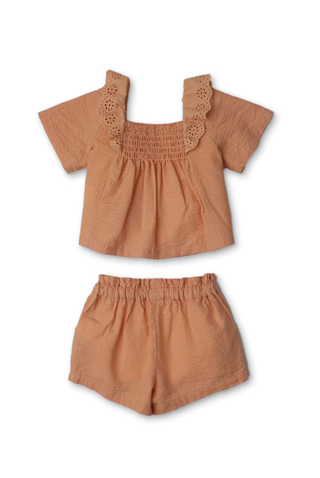 جينجرسنابس طقم بناتي رضع شورت سادة وبلوزة نص كم مخرمة متعدد الألوان