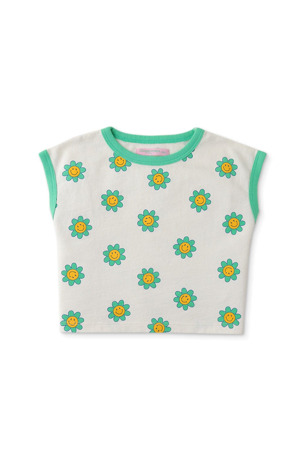 جينجرسنابس طقم بناتي رضع تيشيرت وشورت قصير برسمة أخضر