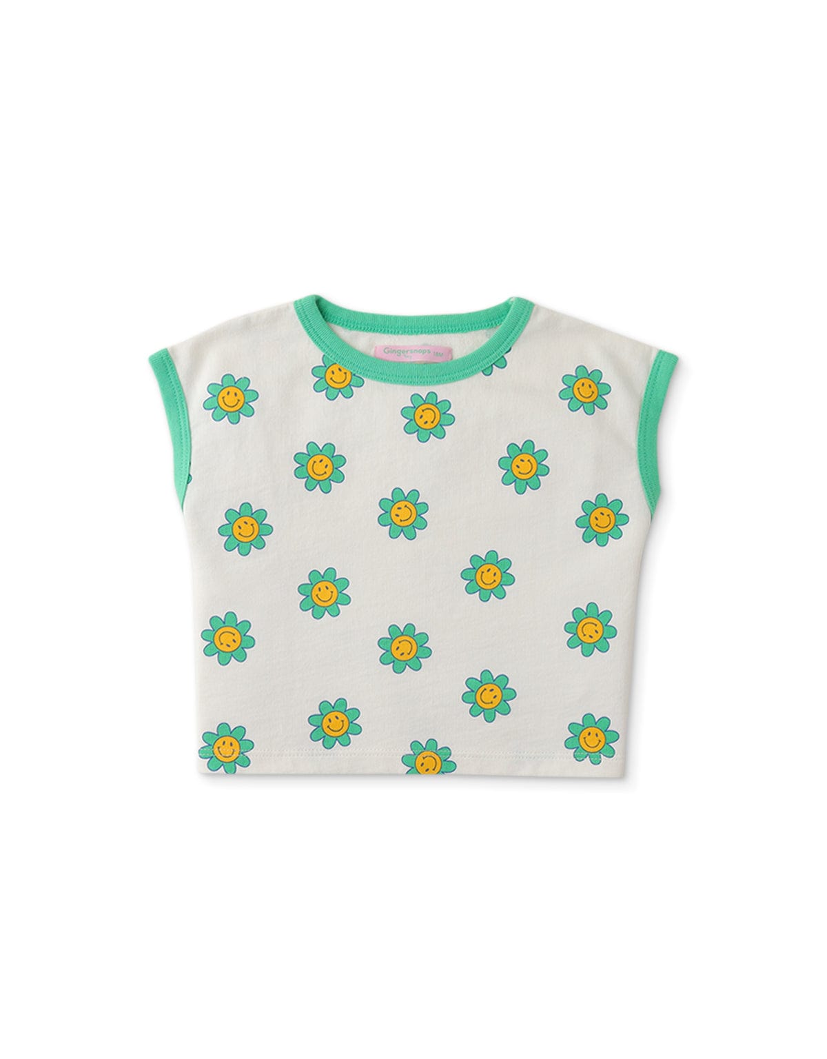 جينجرسنابس طقم بناتي رضع تيشيرت وشورت قصير برسمة أخضر