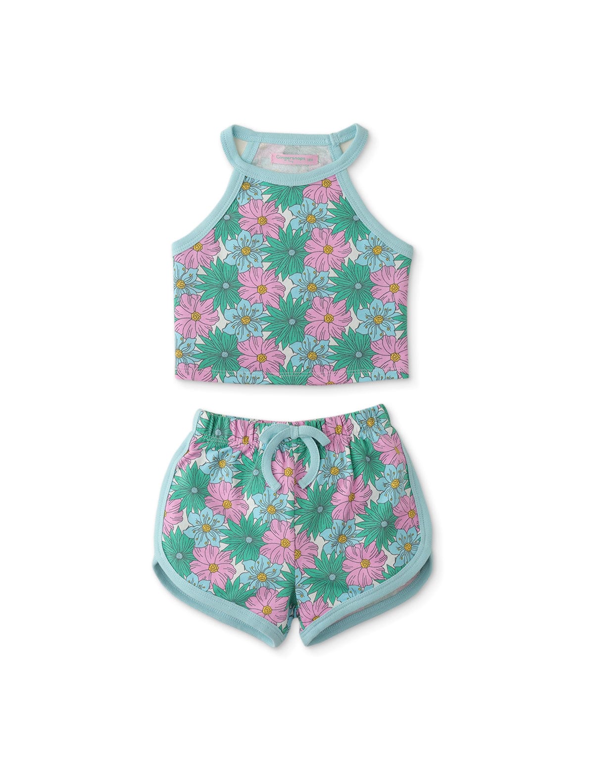 جينجرسنابس طقم بناتي رضع تيشيرت وشورت قصير مشجر متعدد الألوان