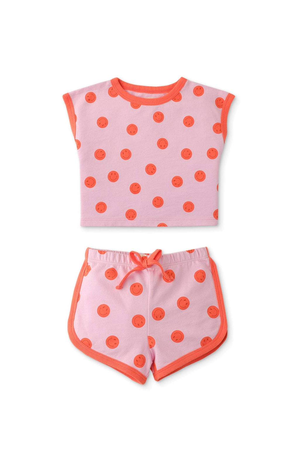 جينجرسنابس طقم بناتي رضع تيشيرت وشورت قصير برسمة دوائر وردي