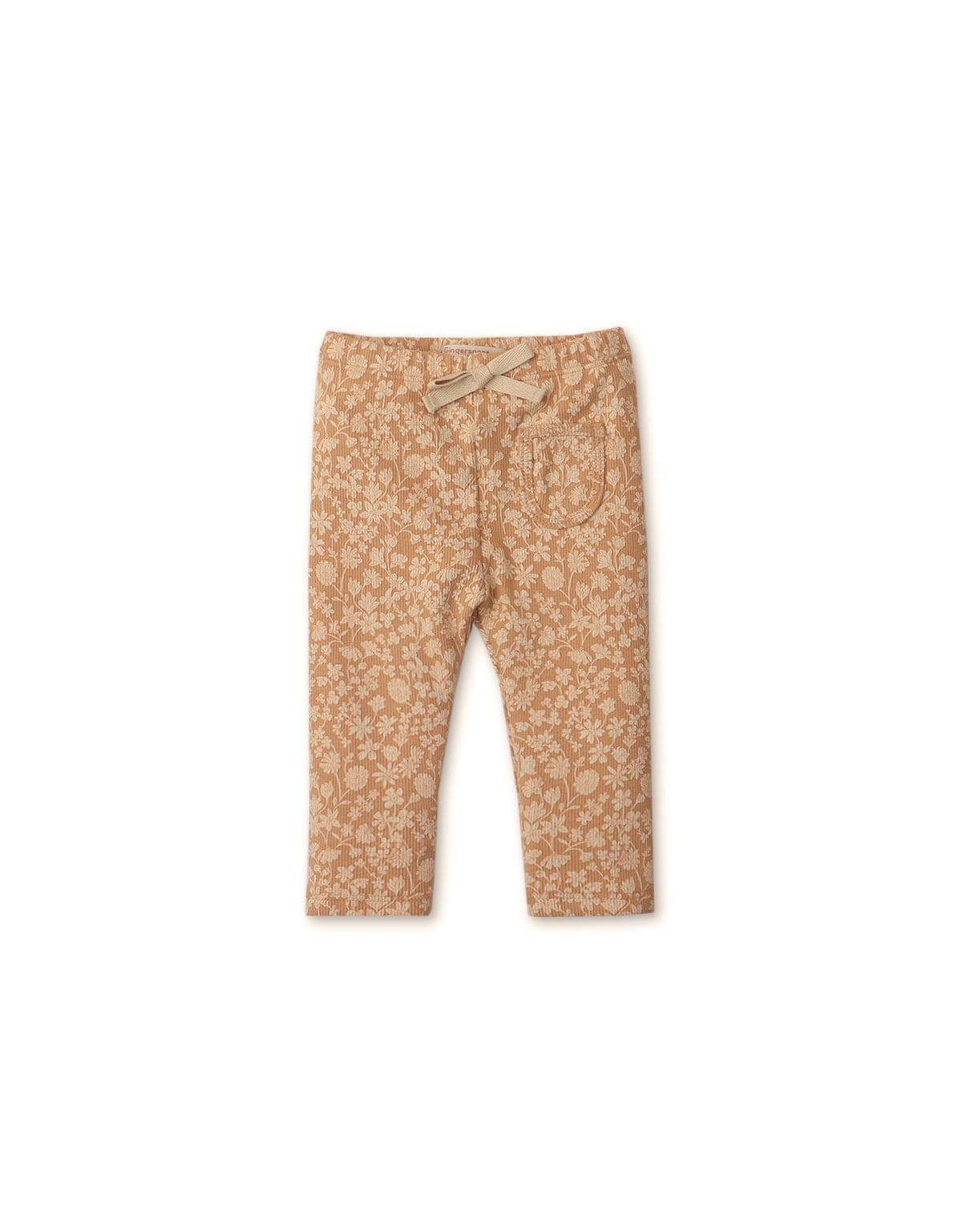 جينجرسنابس بنطلون ليقنز منقوش بناتي رضع بفيونكة أمامية بني