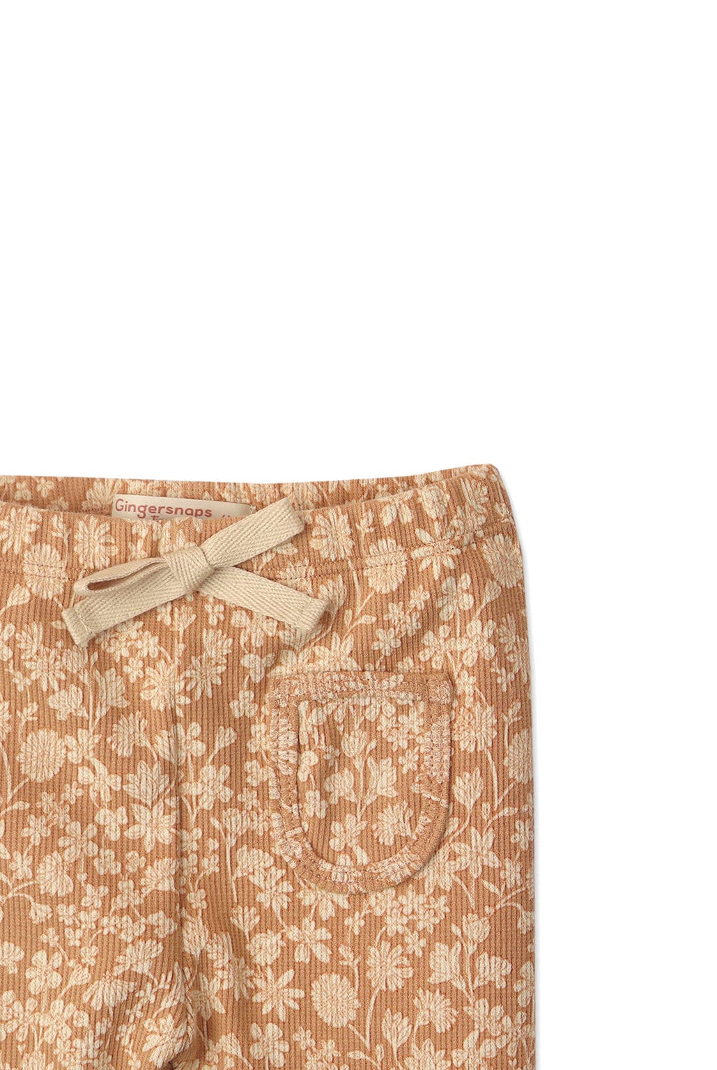 جينجرسنابس بنطلون ليقنز منقوش بناتي رضع بفيونكة أمامية بني