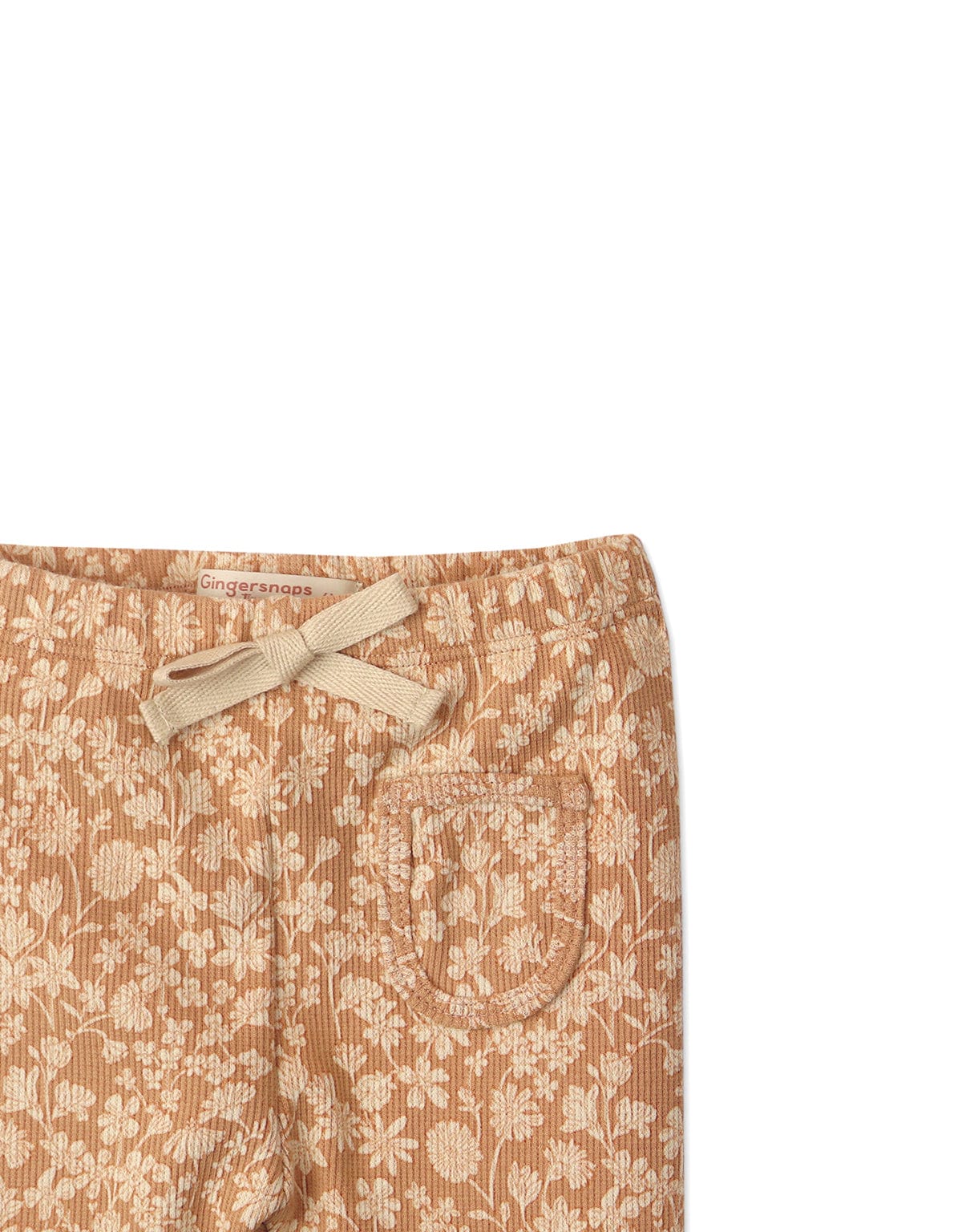 جينجرسنابس بنطلون ليقنز منقوش بناتي رضع بفيونكة أمامية بني