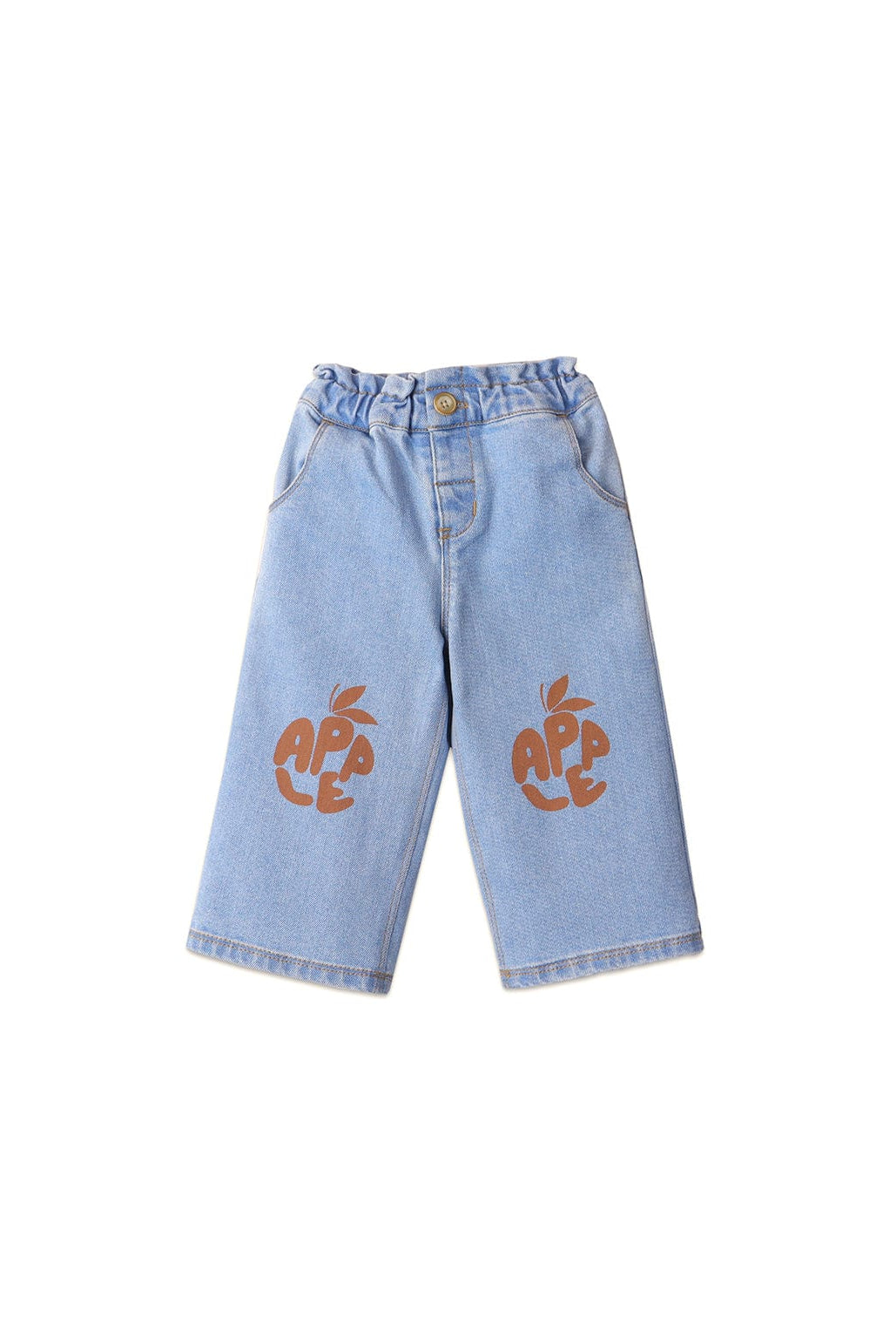 جينجرسنابس بنطلون جينز مزين برسمة تفاح بجيوب جانبية بيبي بنات أزرق