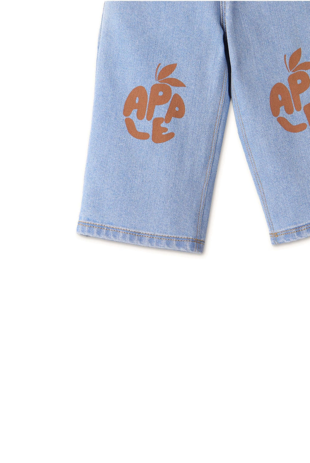 جينجرسنابس بنطلون جينز مزين برسمة تفاح بجيوب جانبية بيبي بنات أزرق