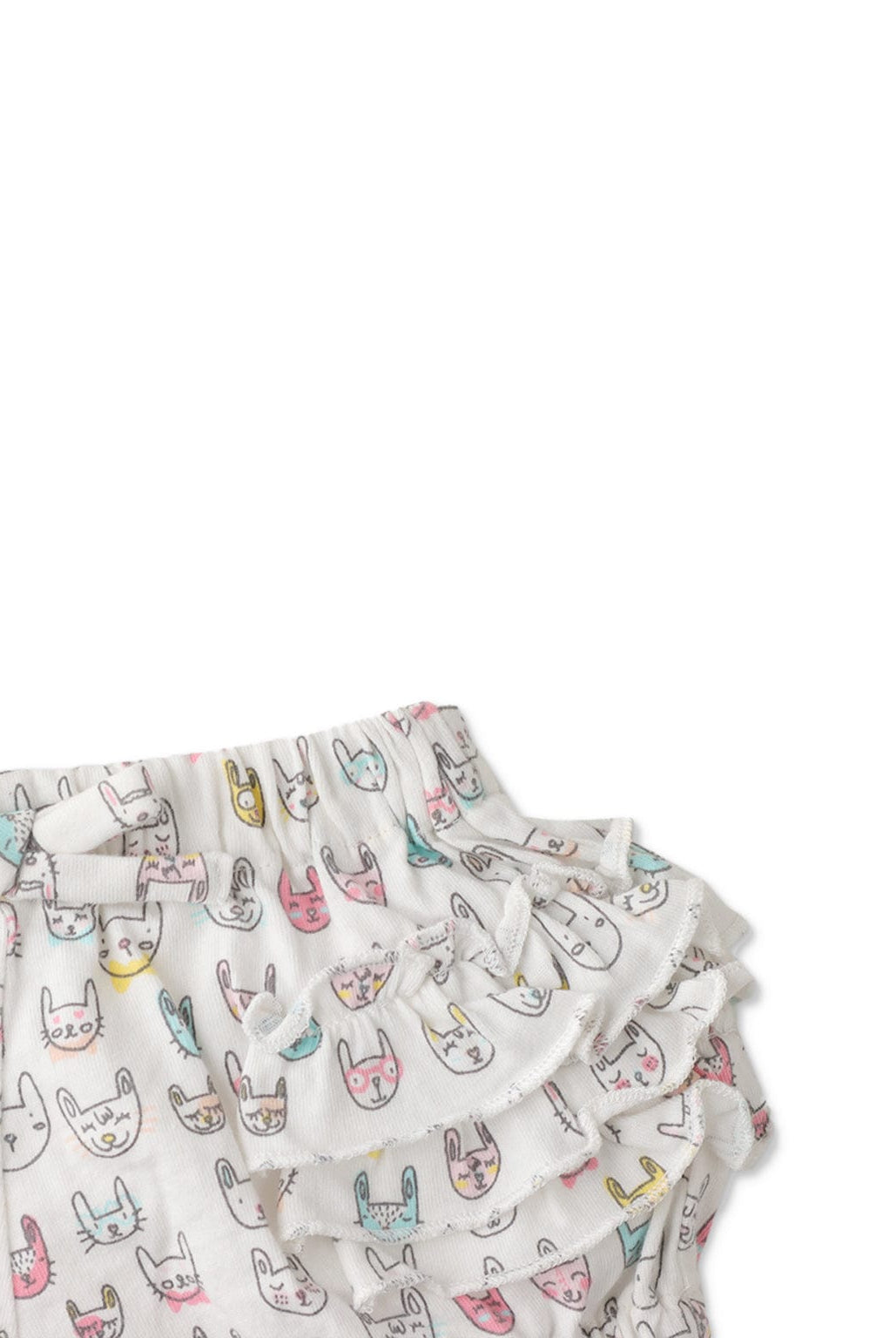 جينجرسنابس شورت بناتي رضع بنقشة قطة مكشكش متعدد الألوان