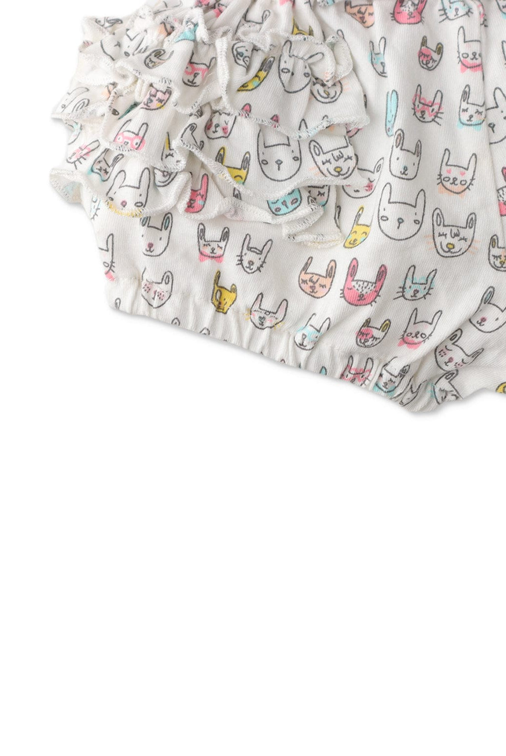 جينجرسنابس شورت بناتي رضع بنقشة قطة مكشكش متعدد الألوان