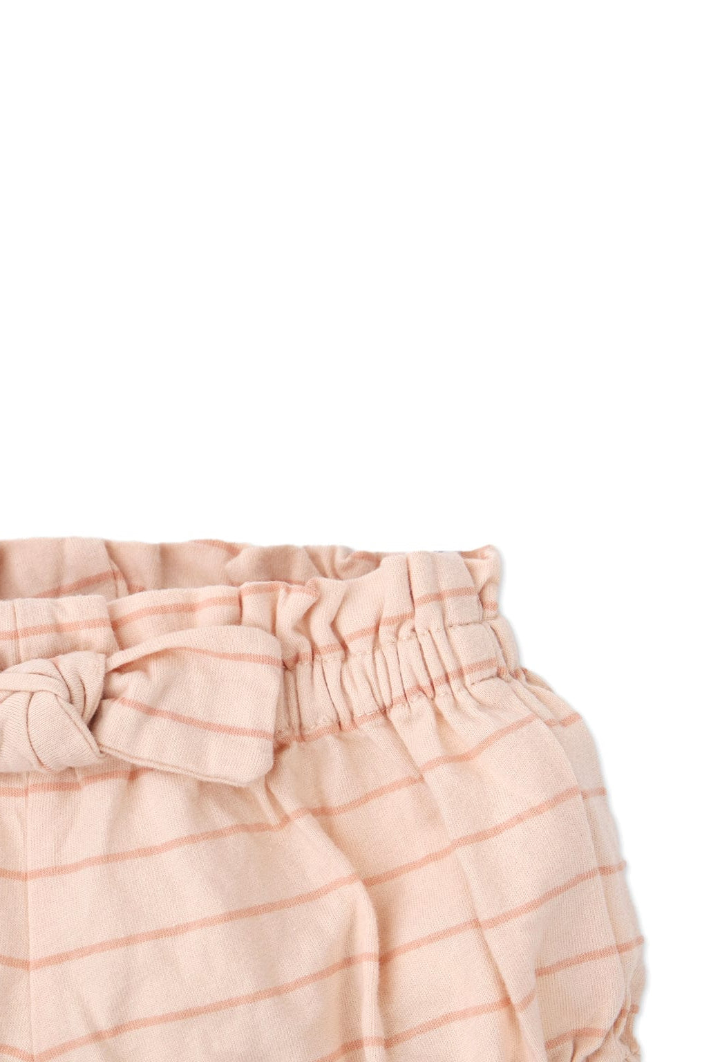 جينجرسنابس شورت بناتي رضع خوخي مخطط بالعرض بفيونكة خوخي