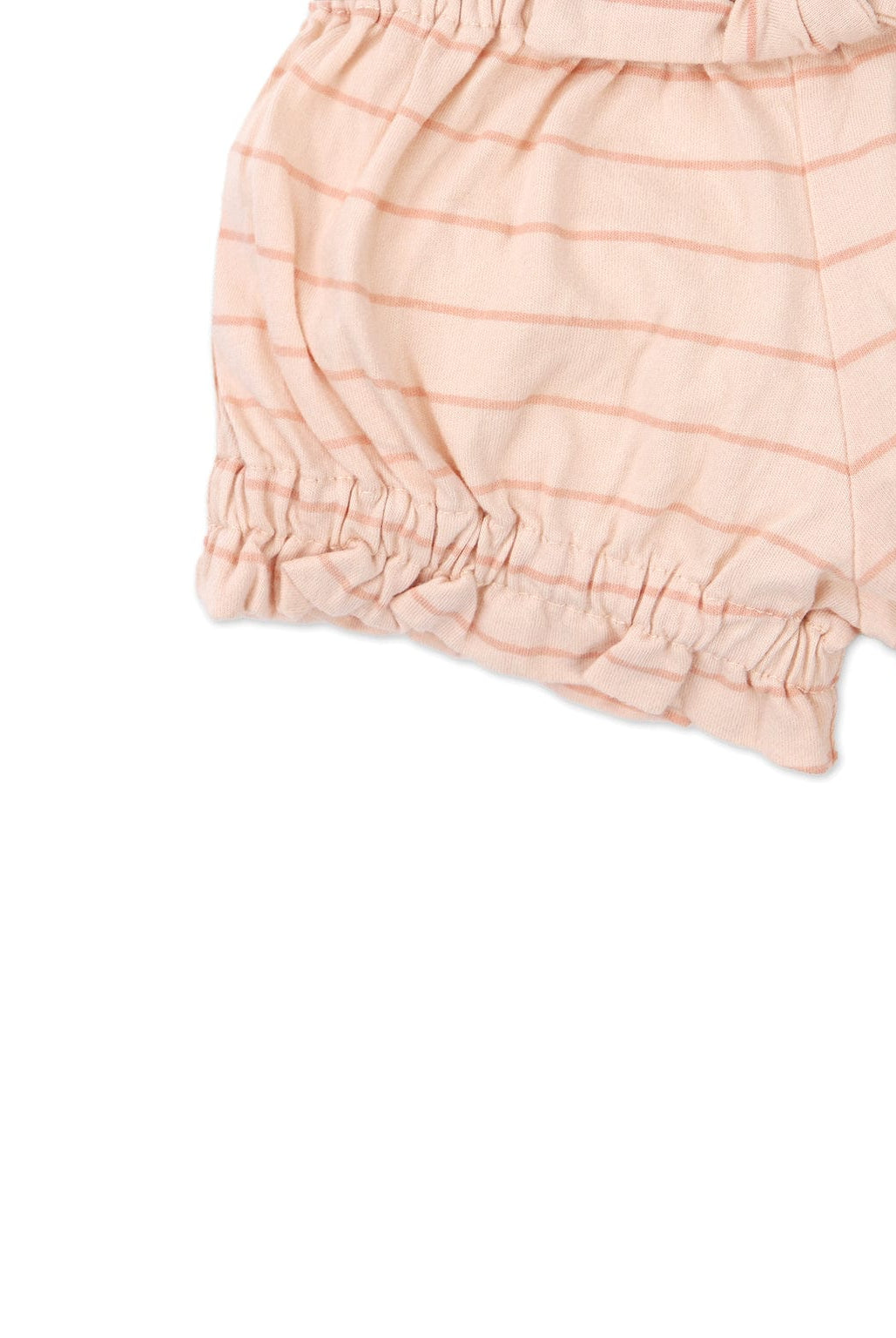 جينجرسنابس شورت بناتي رضع خوخي مخطط بالعرض بفيونكة خوخي