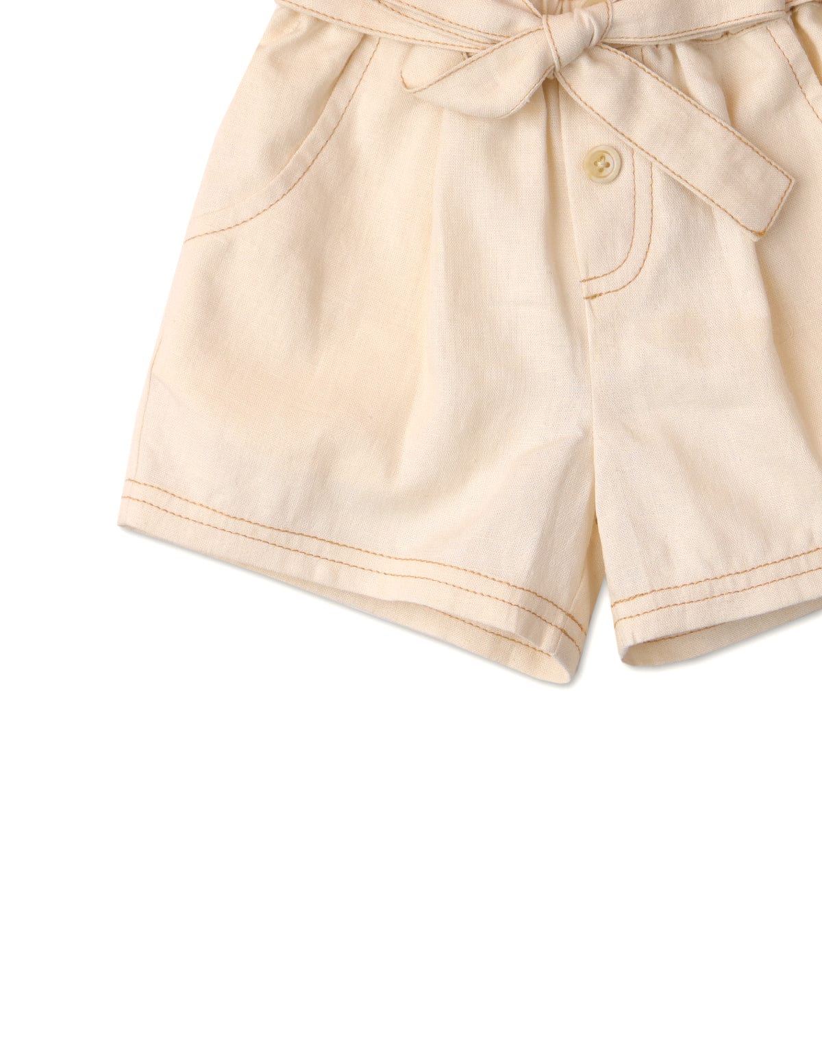 جينجرسنابس شورت سادة برباط بجيوب بيبي بناتي أوف وايت