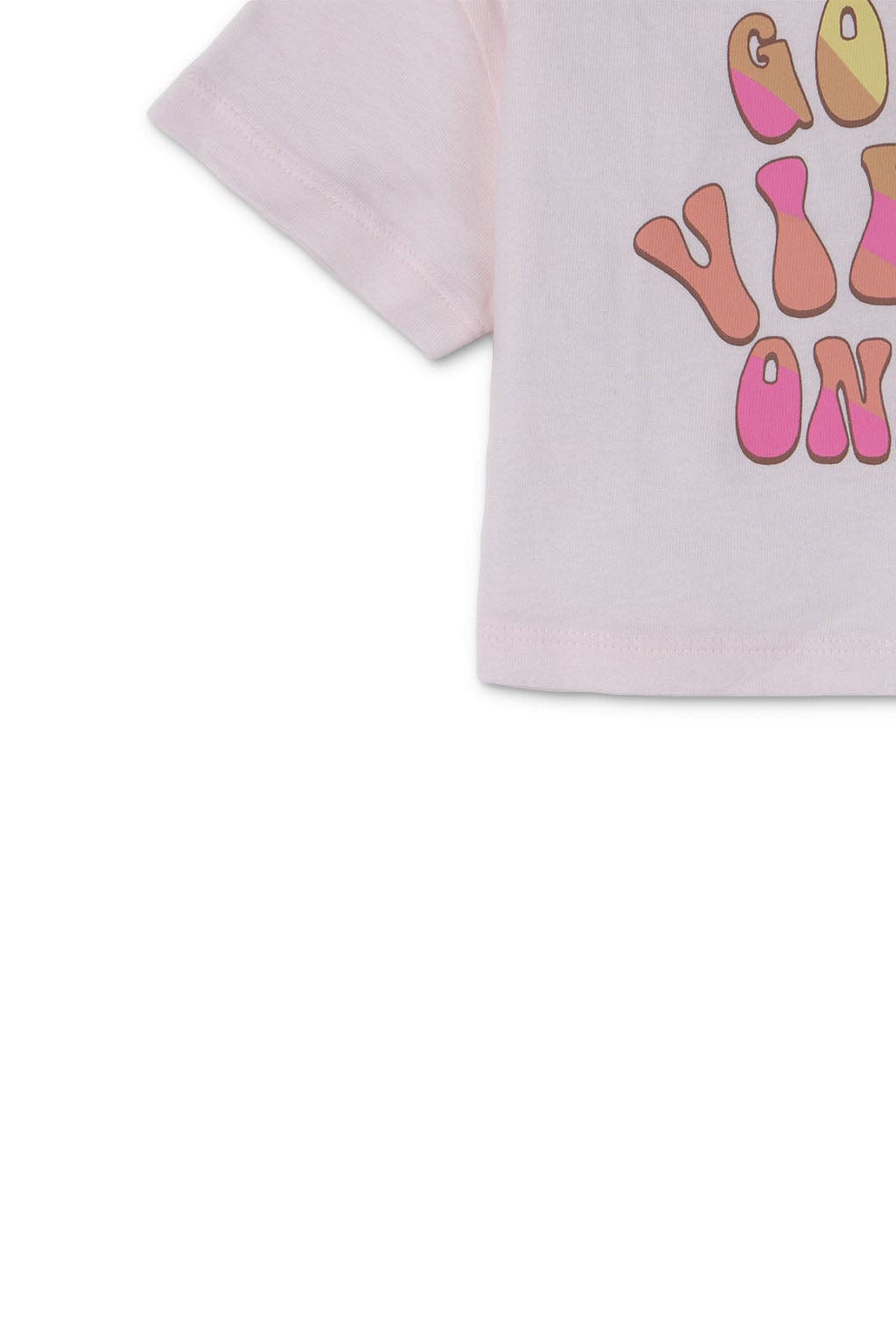 جينجرسنابس تي شيرت بناتي رضع بطبعة كتابة وردي