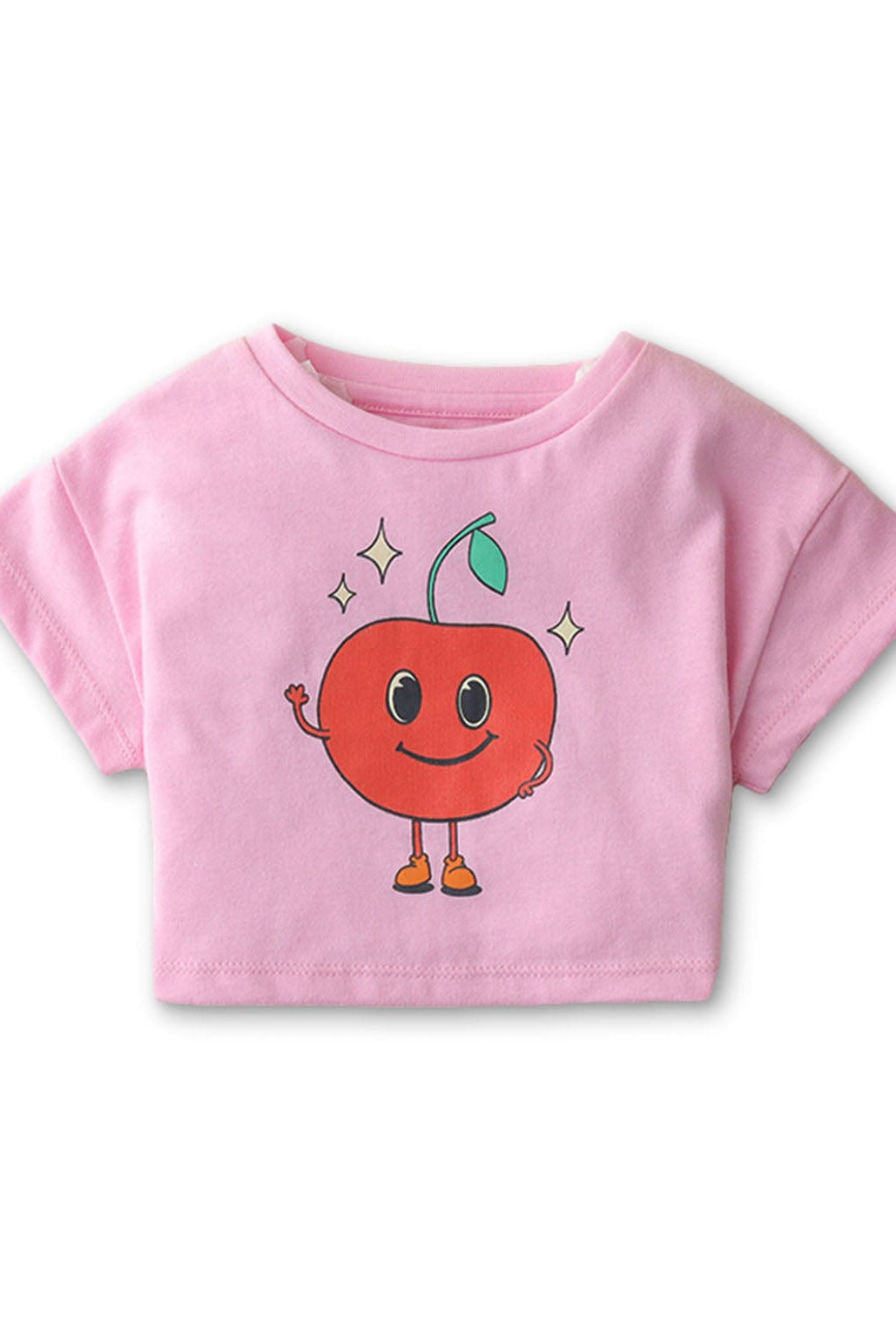 جينجرسنابس تي شيرت بناتي رضع برسمة فاكهة على الصدر وردي