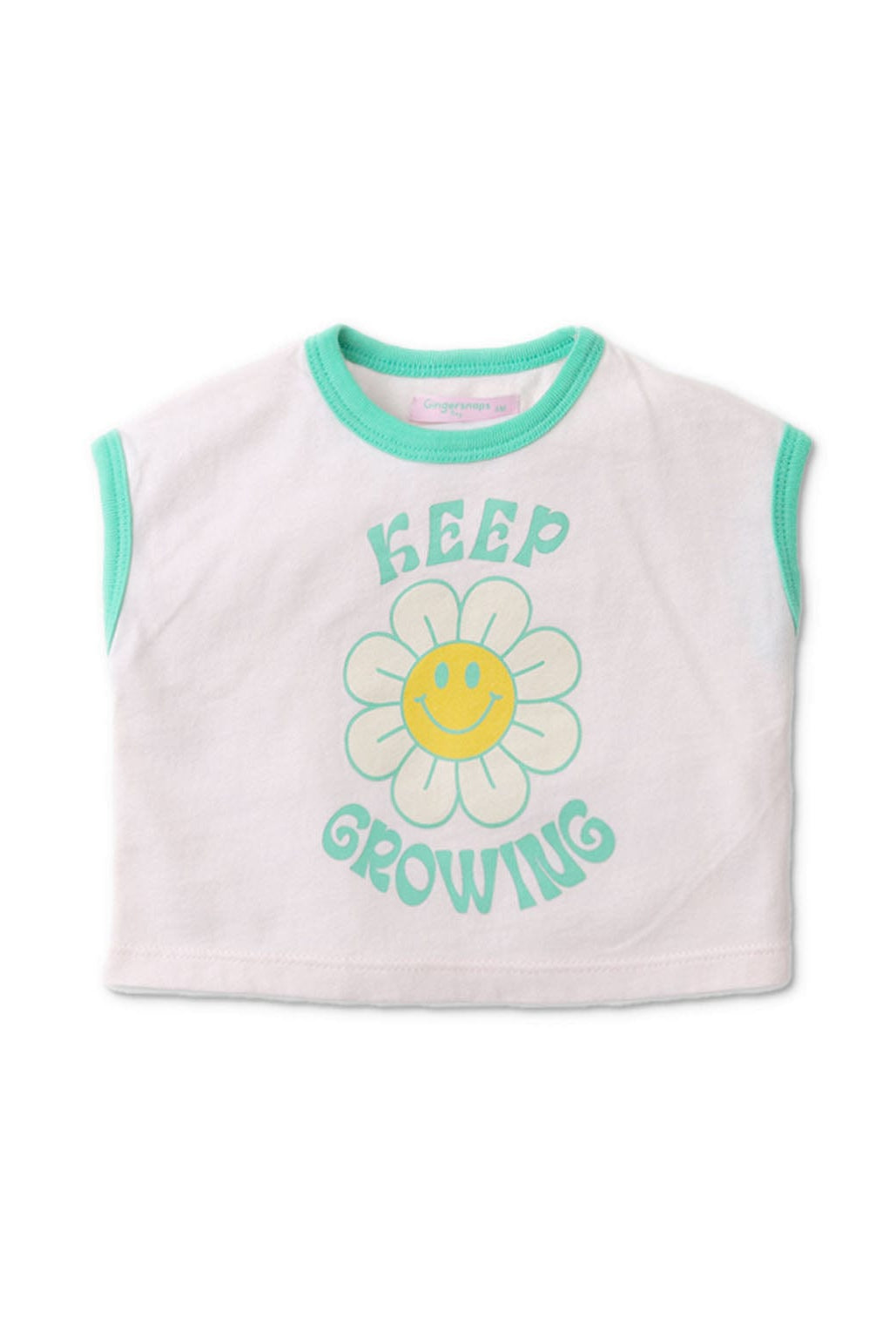 جينجرسنابس تي شيرت بناتي رضع بدون أكمام بطبعة شمس وردي