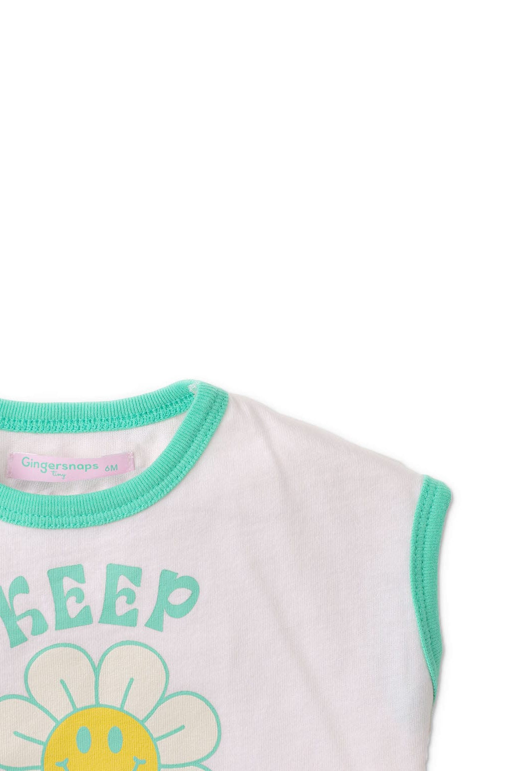 جينجرسنابس تي شيرت بناتي رضع بدون أكمام بطبعة شمس وردي