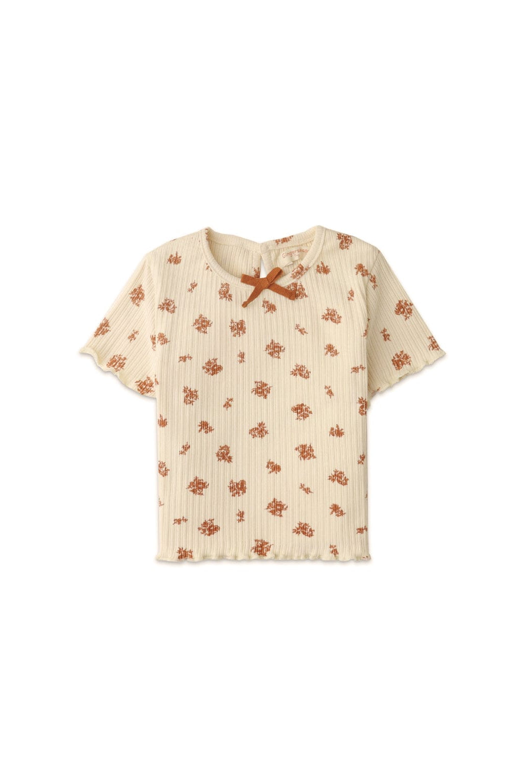 جينجرسنابس بلوزة موردة بفيونكة نص كم بناتي رضع بيج